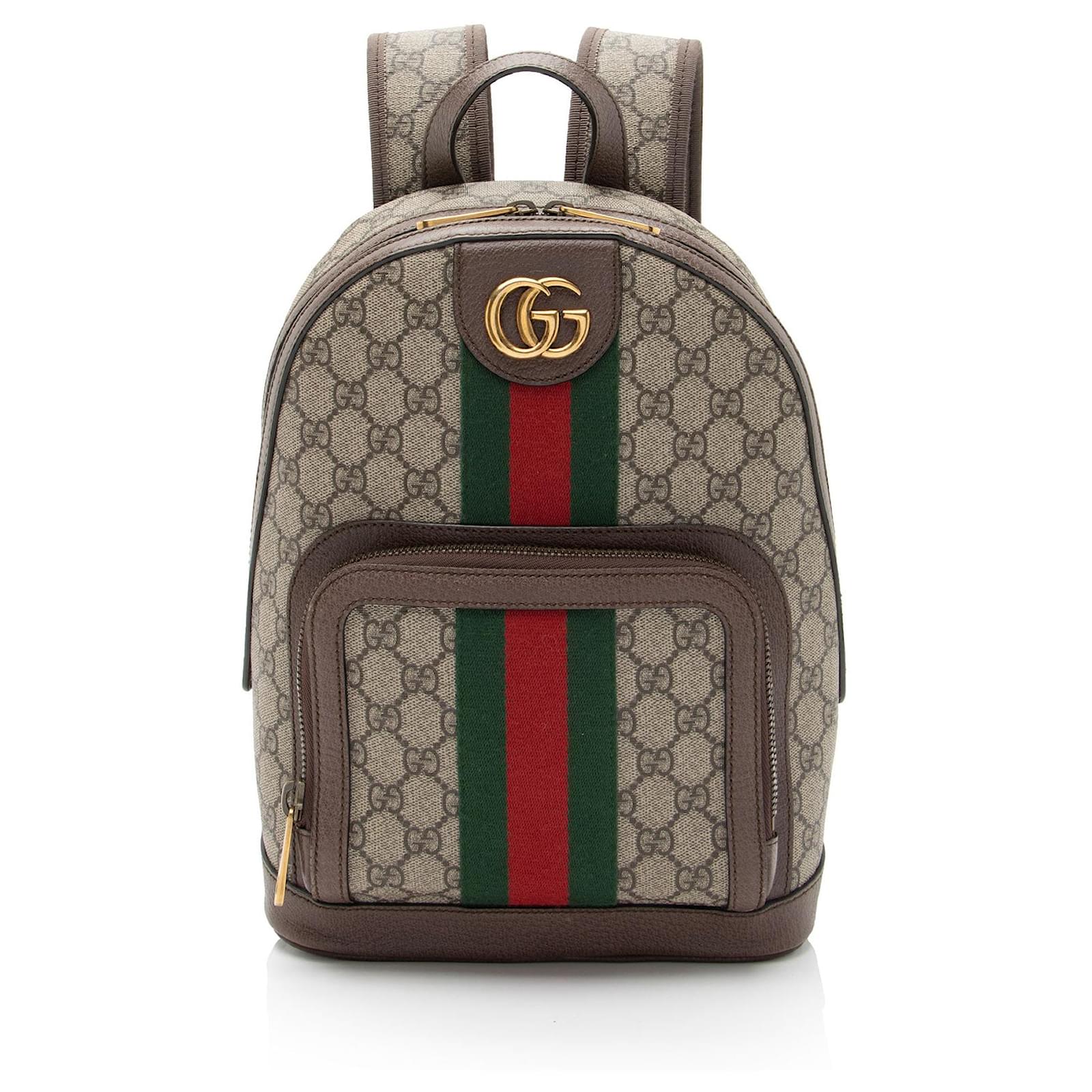 Gucci GG Supreme Ophidia Small Backpack Brown Beige Leather  ref.2317403