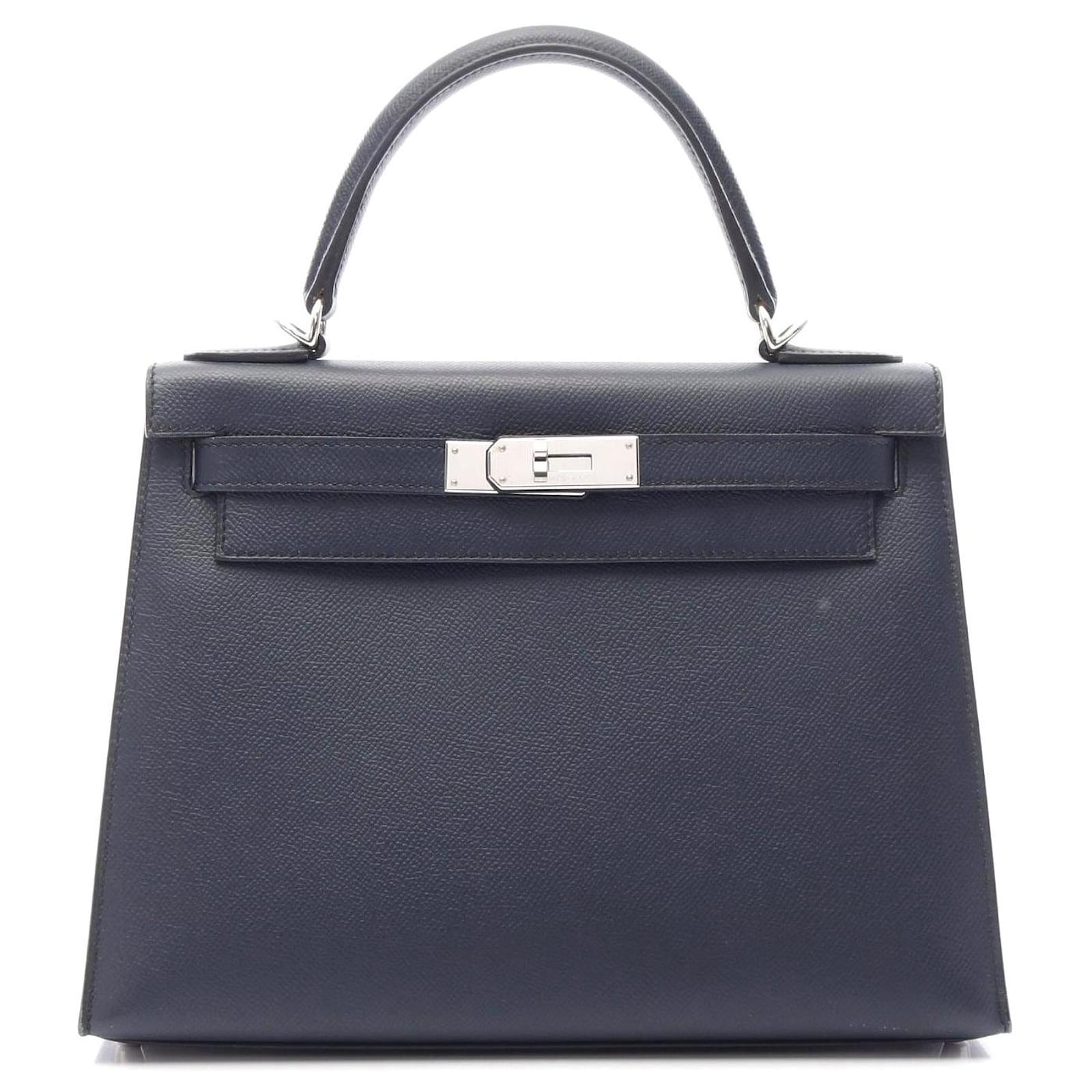 Hermès Hermes Kelly 28 Indigo Handbag Blue Leather Pony-style calfskin  ref.2317395