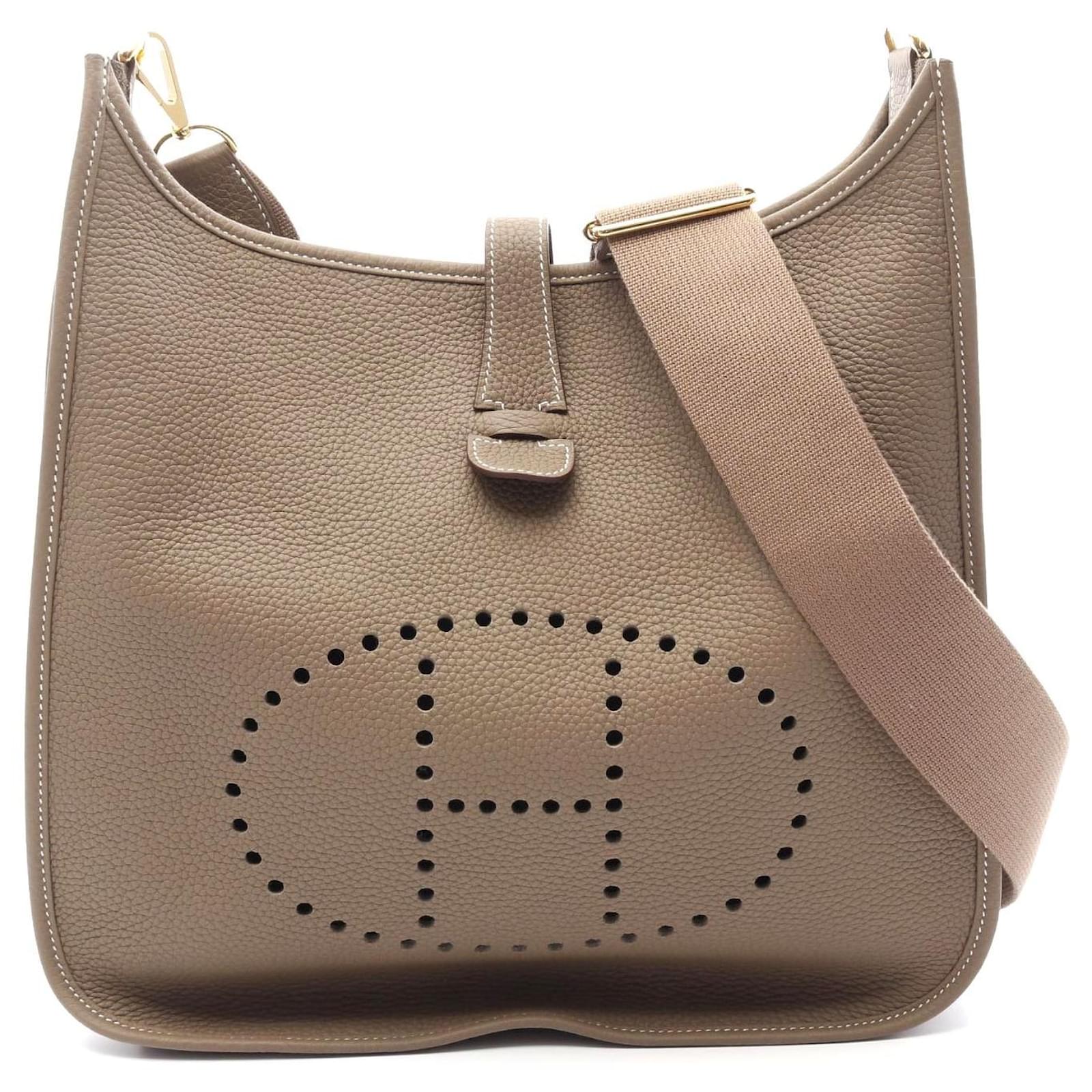 Hermès Hermes Evelyne 3 GM Etoupe Shoulder Bag Brown Leather Pony-style calfskin  ref.2317389