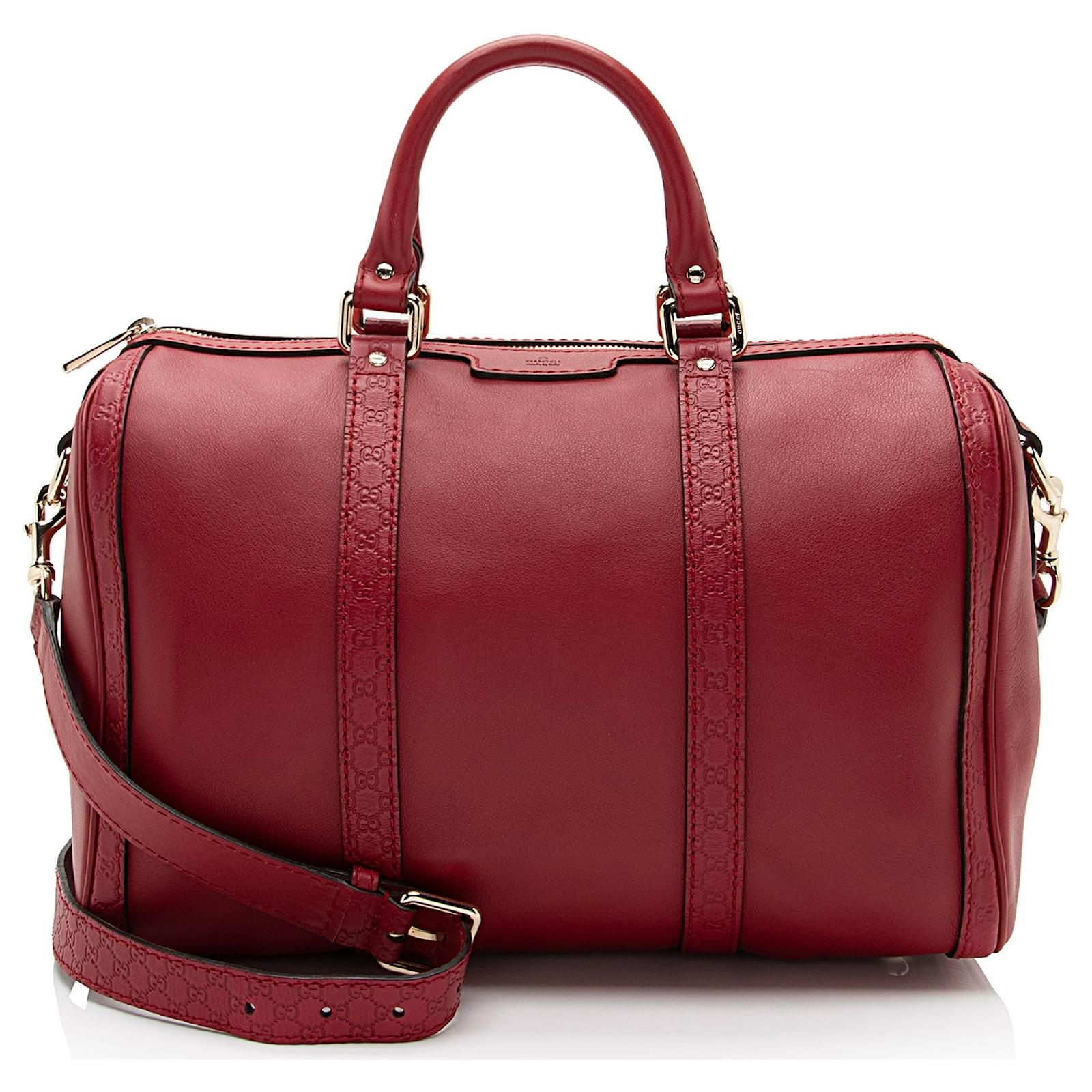 Gucci Leather Guccissima Trim Joy Boston Satchel Red  ref.2317369