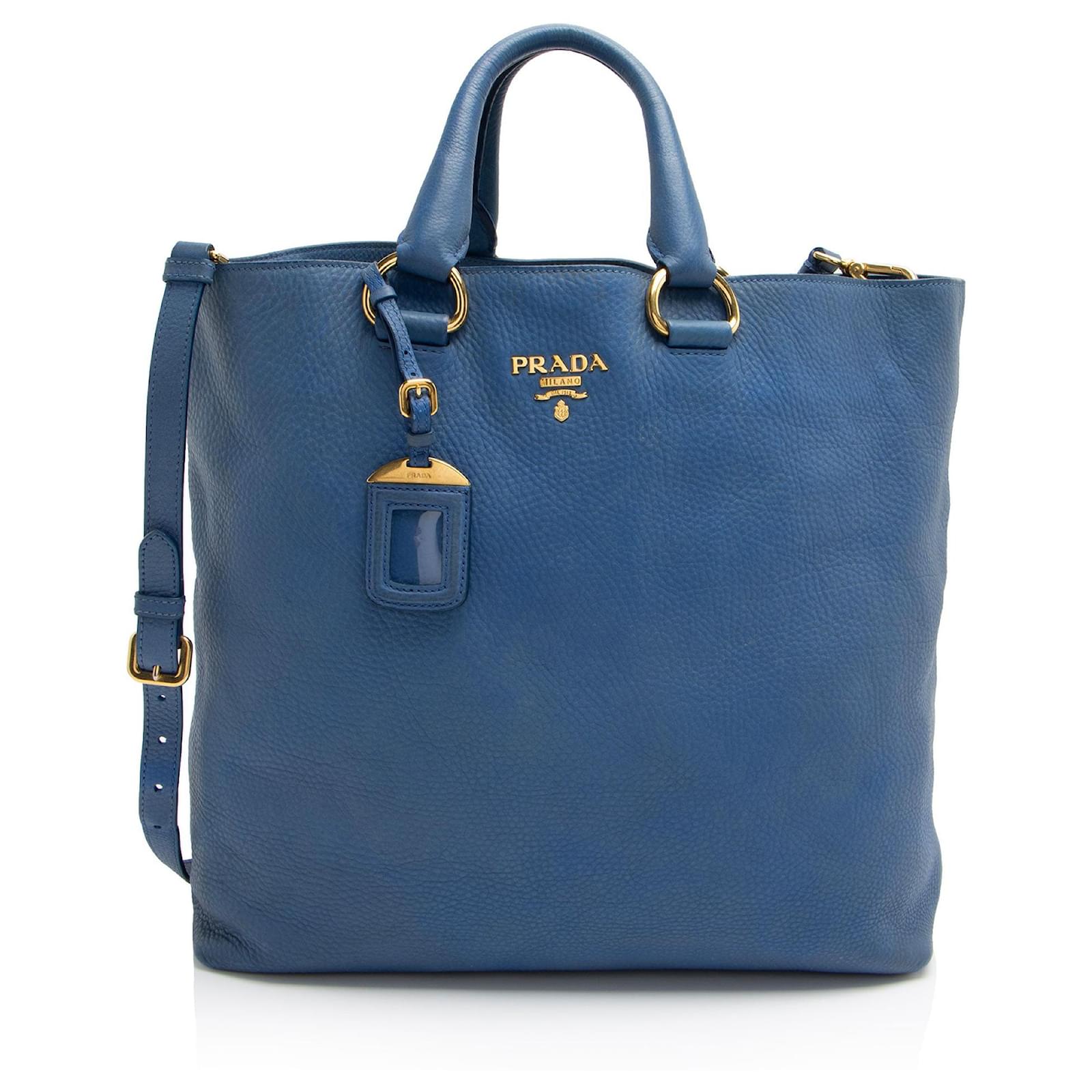 Prada Vitello Phenix N/S Tote Blue Leather  ref.2317367
