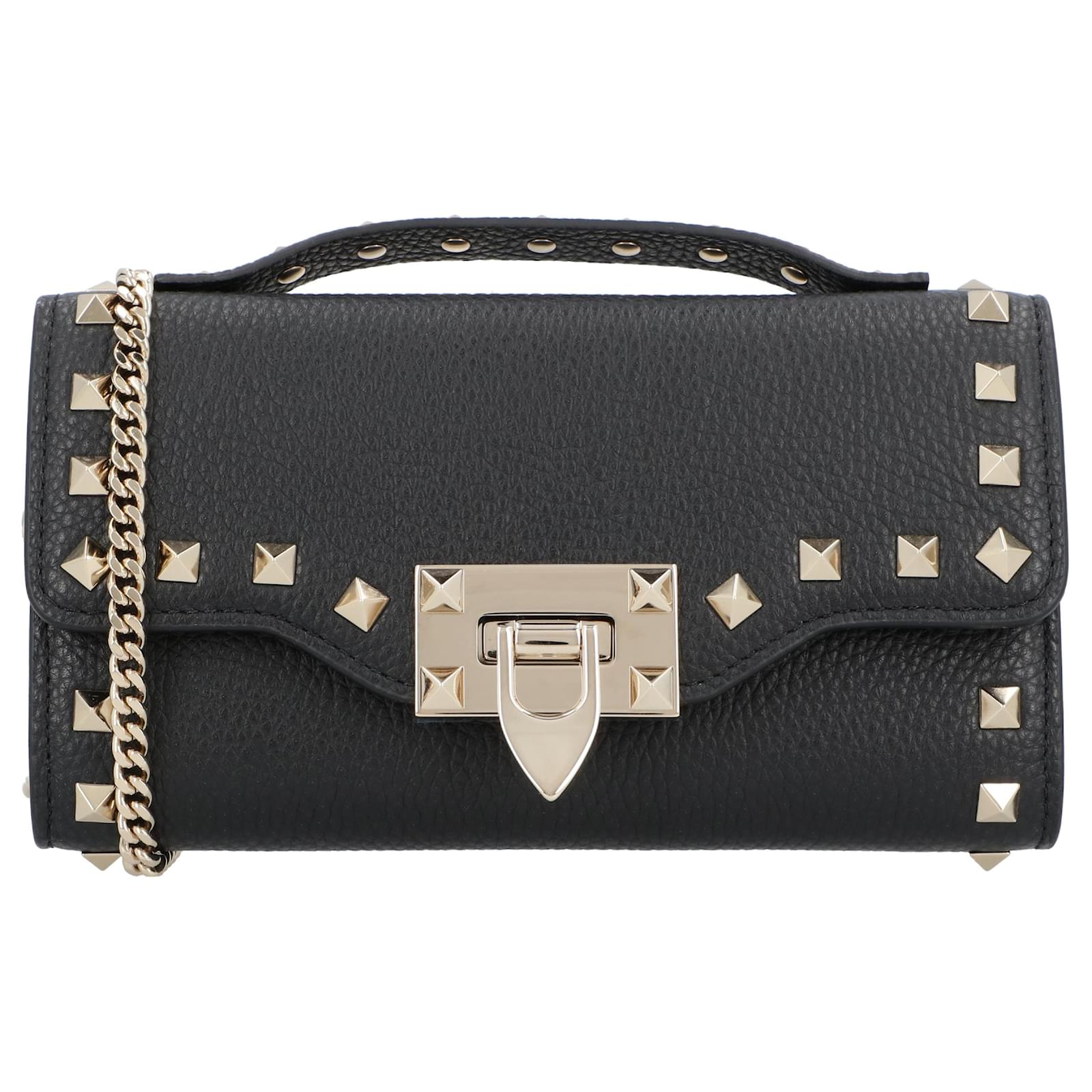 Valentino Garavani Rockstud Handbag Black Leather  ref.2317323