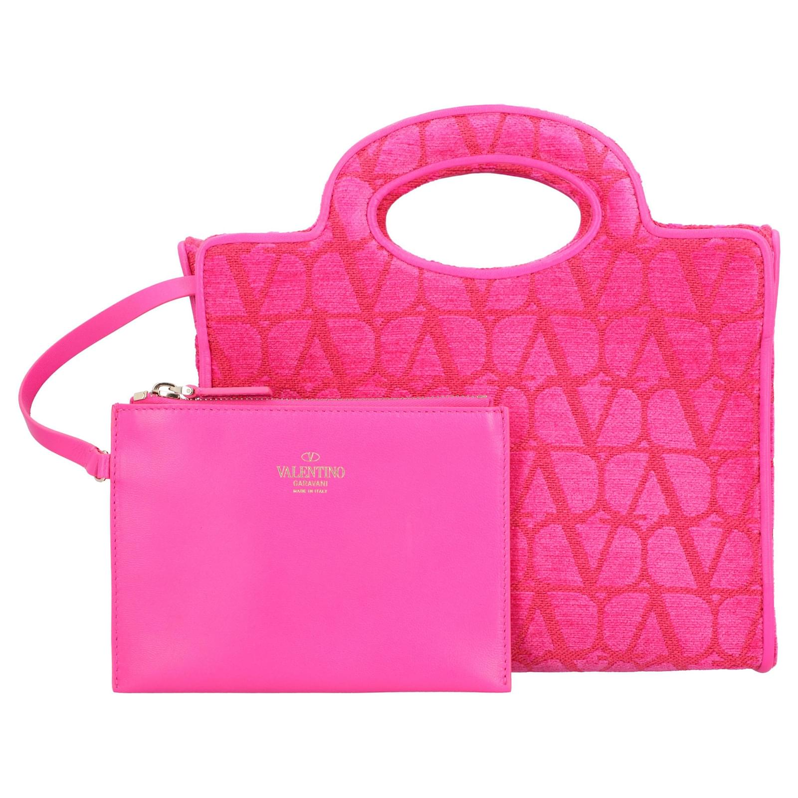 Valentino Garavani VLogo Monogram The Third open-top shoulder bag Pink Leather  ref.2317278
