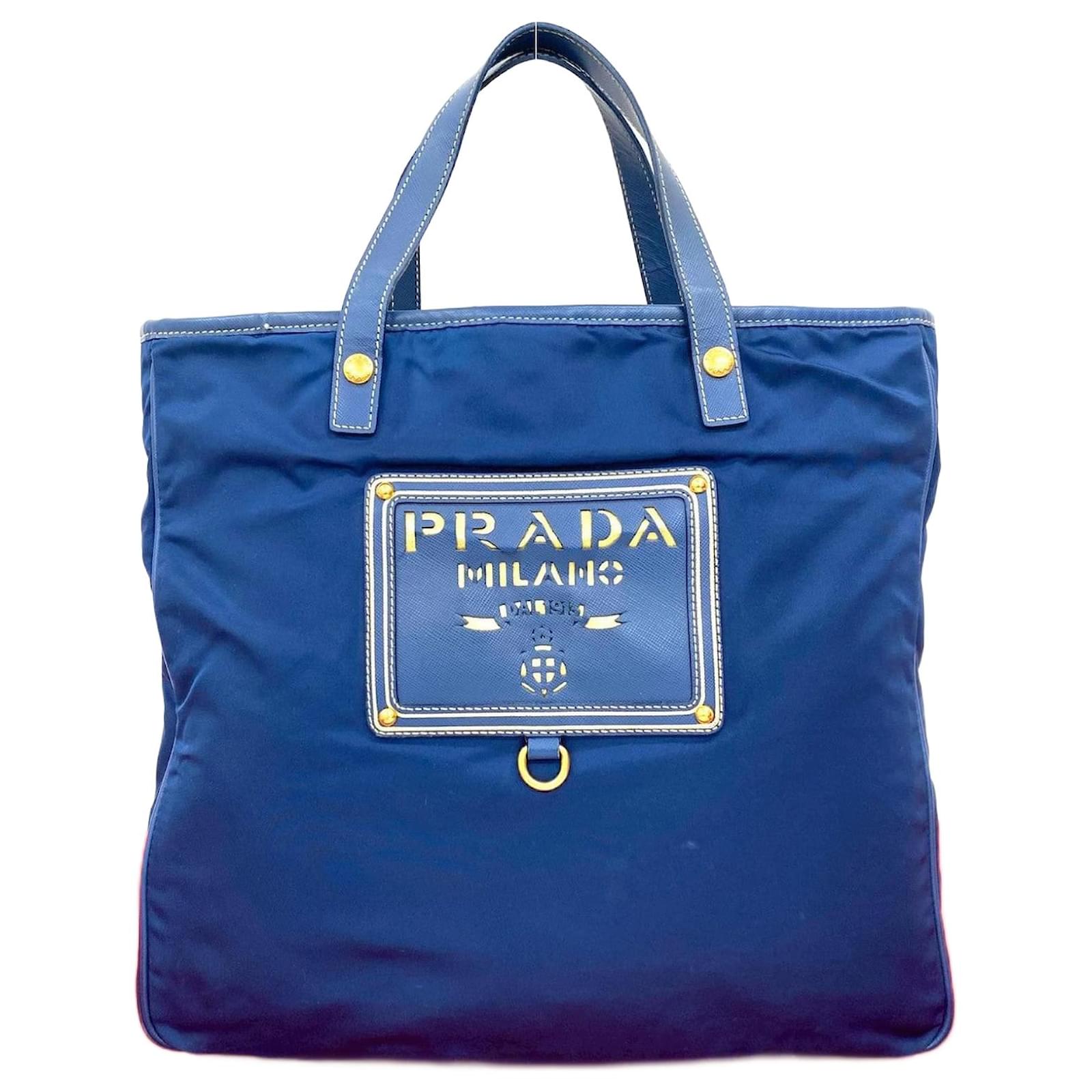 Prada Milano TESSUTO SAFFIANO Leather Handbag Blue  ref.2317241