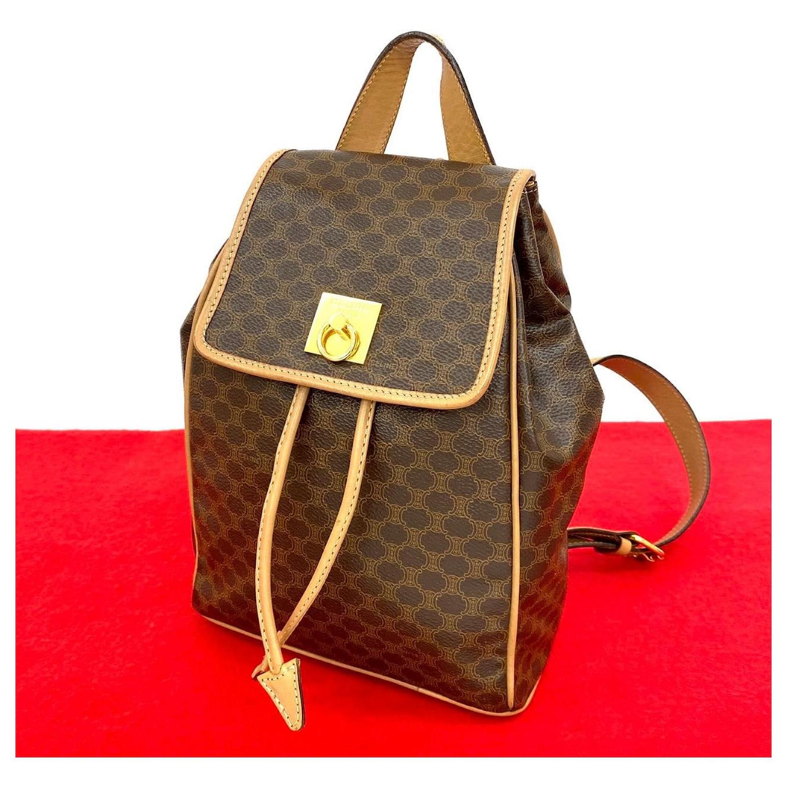 Céline Celine Macadam Leather Backpack Brown  ref.2317236