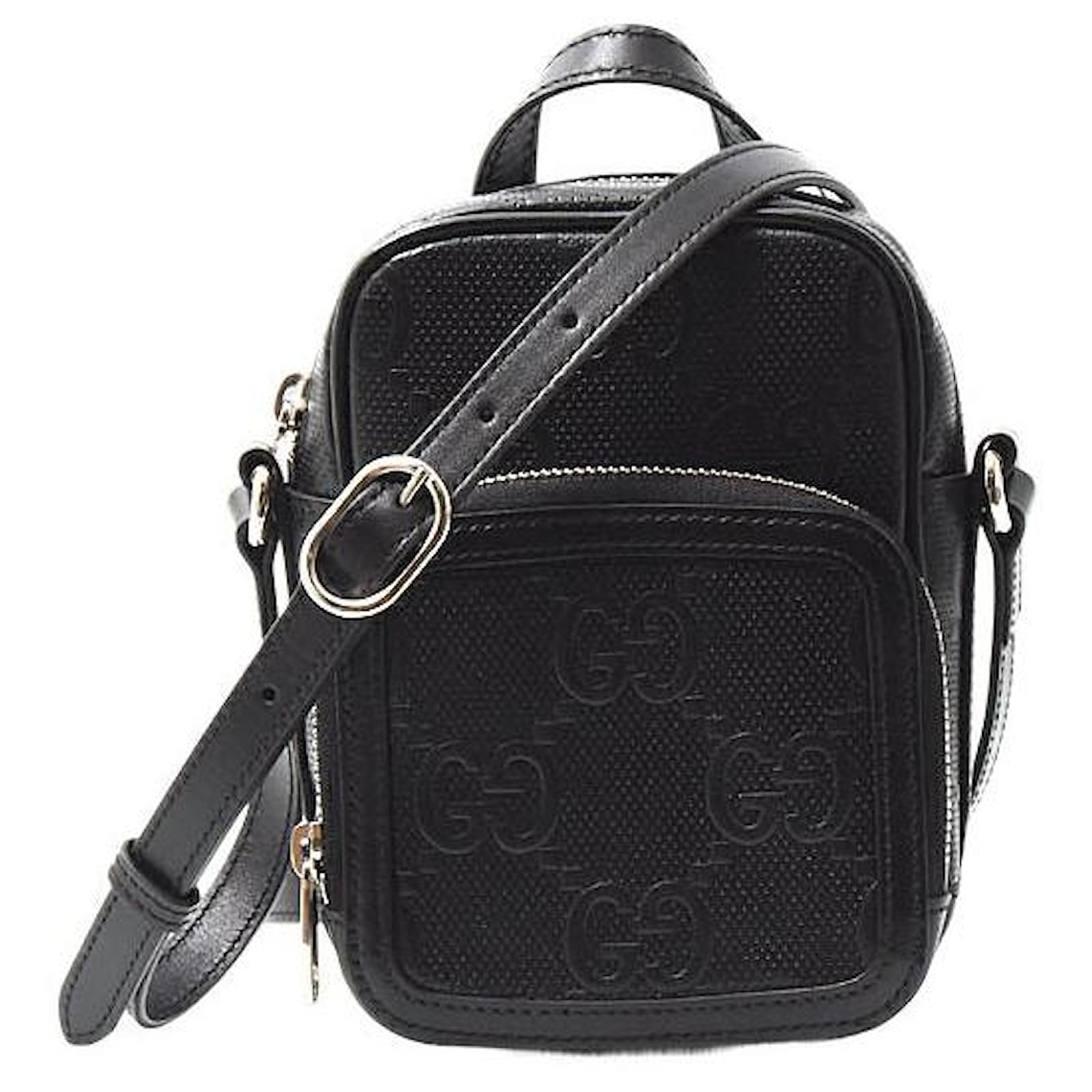 Gucci GG Embossed Leather Shoulder Bag Black  ref.2317226