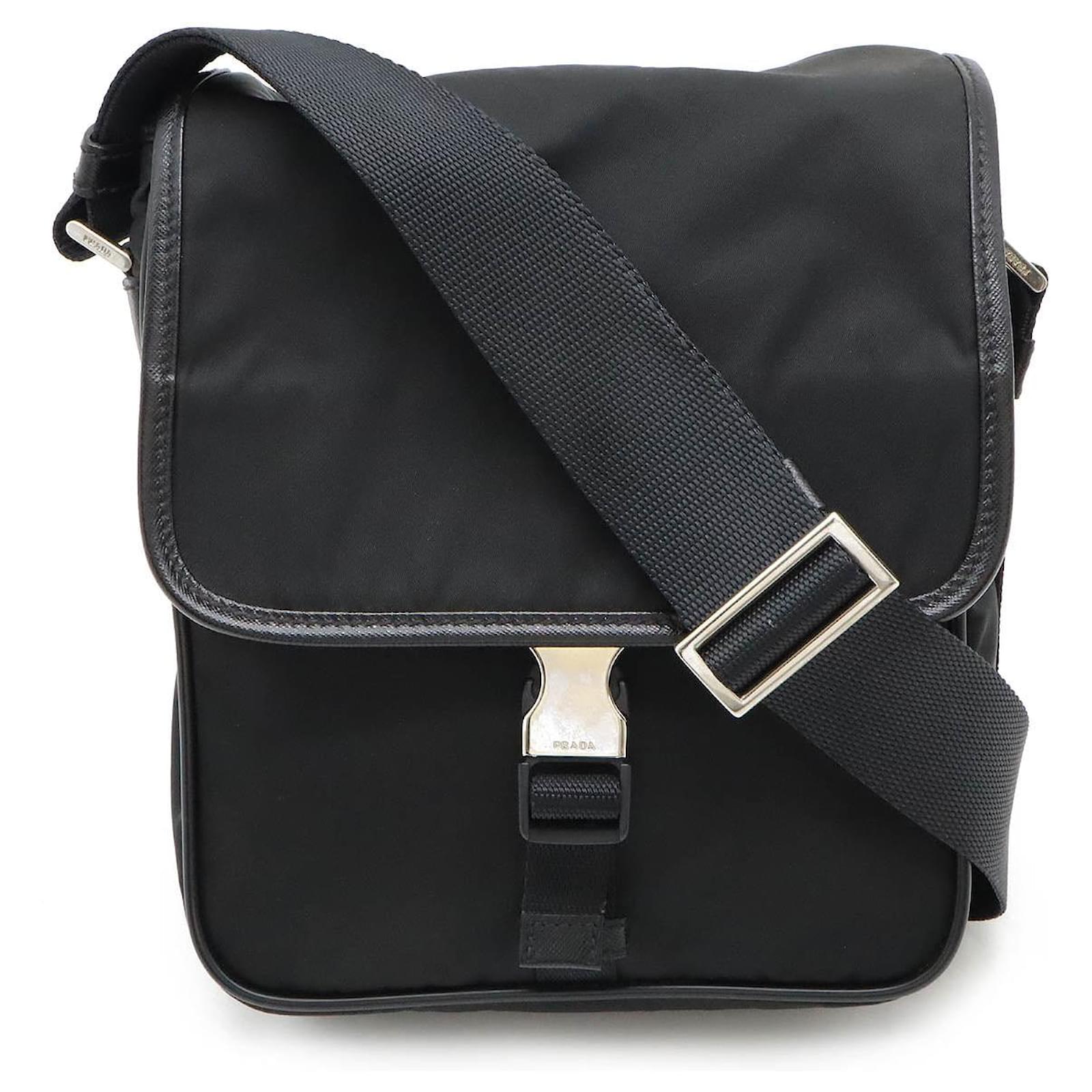 Prada Official Name Nylon Leather Shoulder Bag Black  ref.2317214