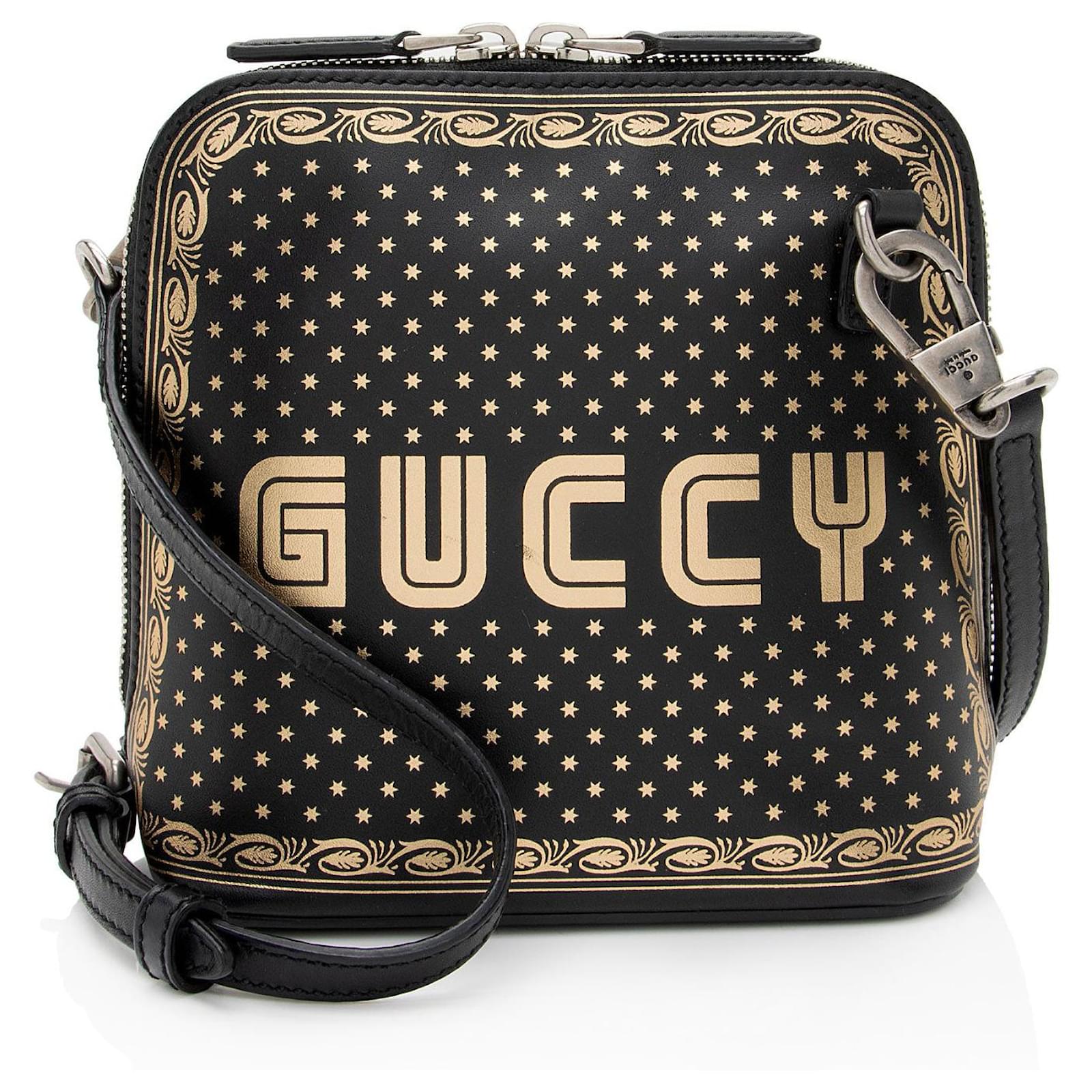 Gucci Calfskin Star Print Guccy Mini Shoulder Bag Black Leather Pony-style calfskin  ref.2317201