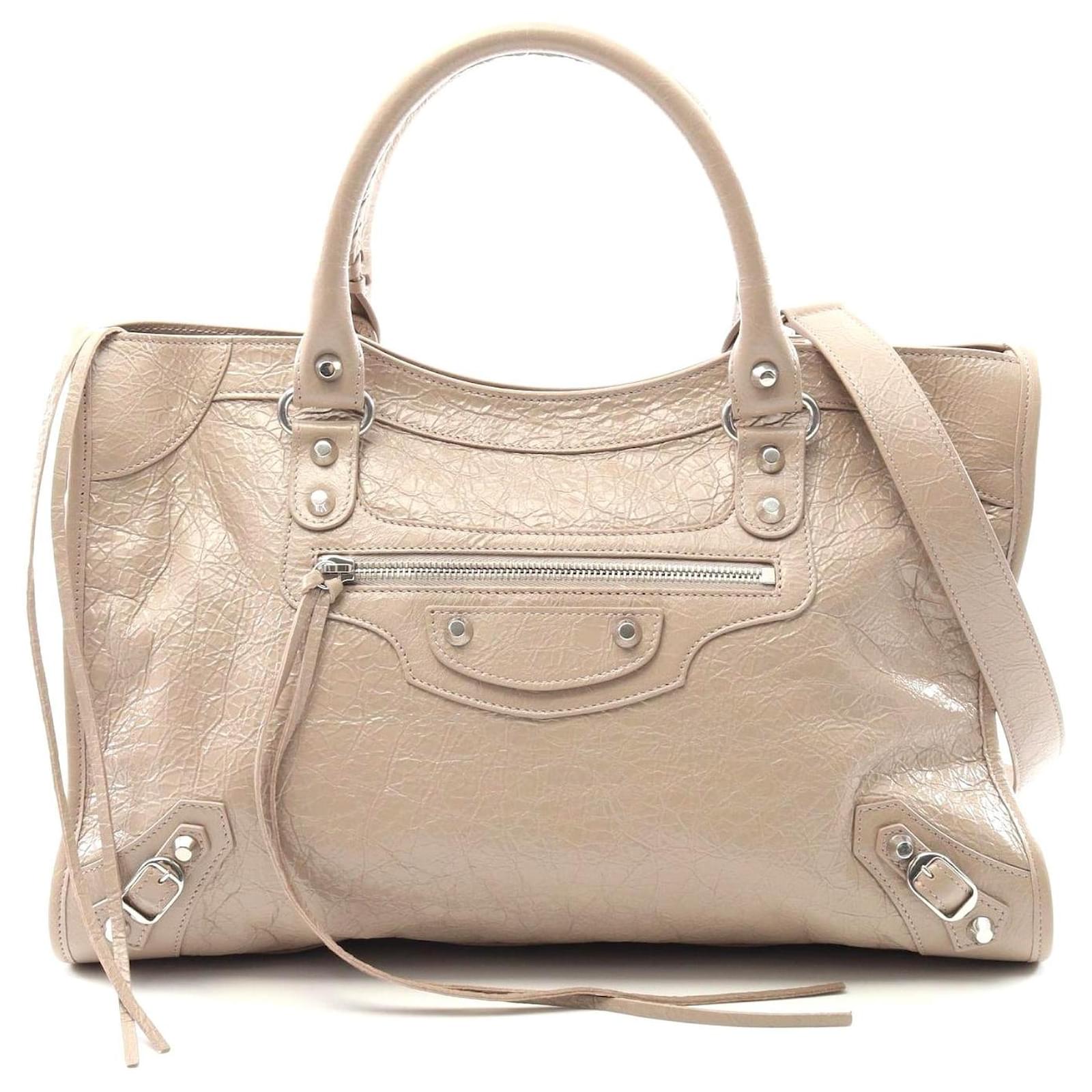 Balenciaga City Medium Leather Handbag Beige Brown Pony-style calfskin  ref.2316997
