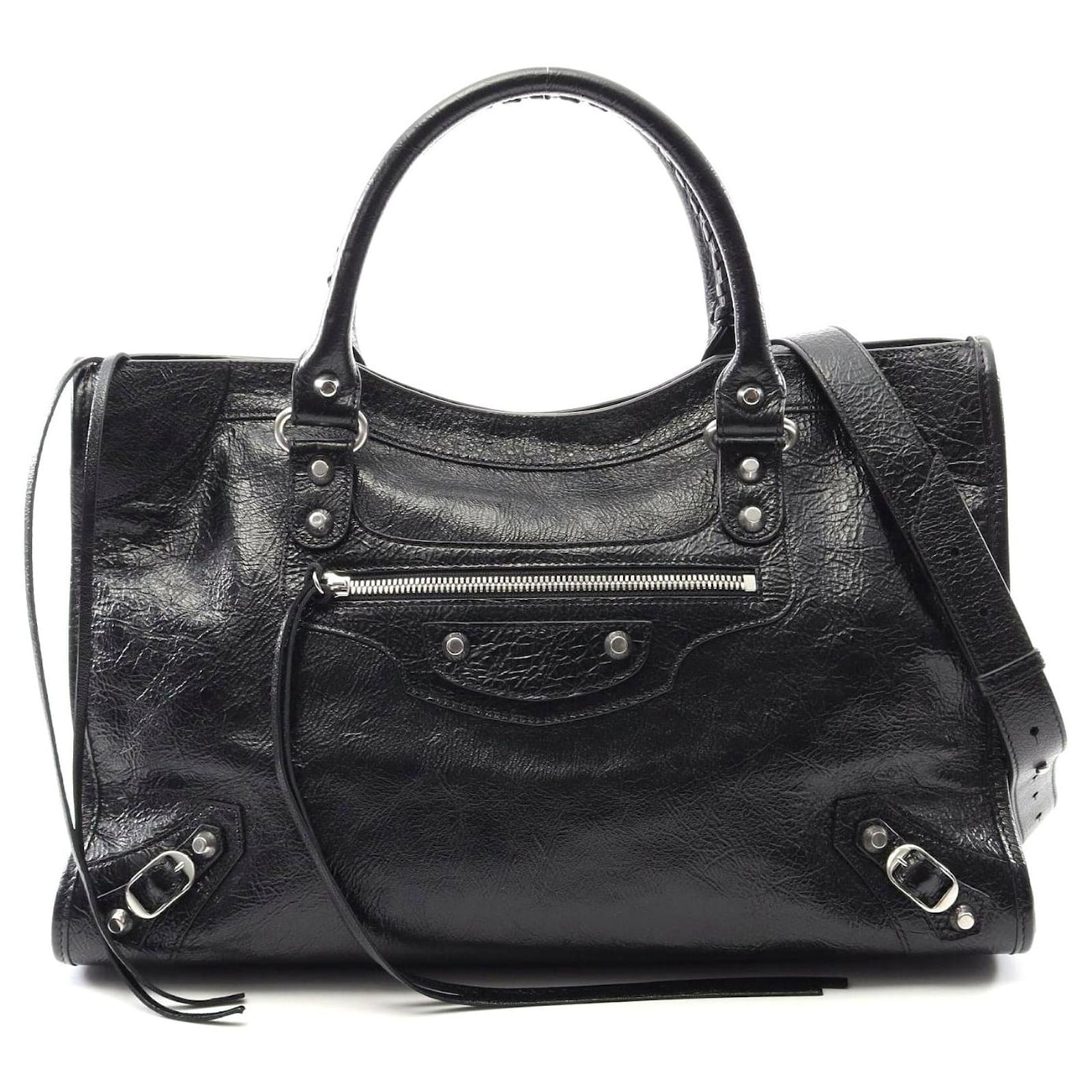 Balenciaga City Medium Leather Handbag Black Pony-style calfskin  ref.2316985