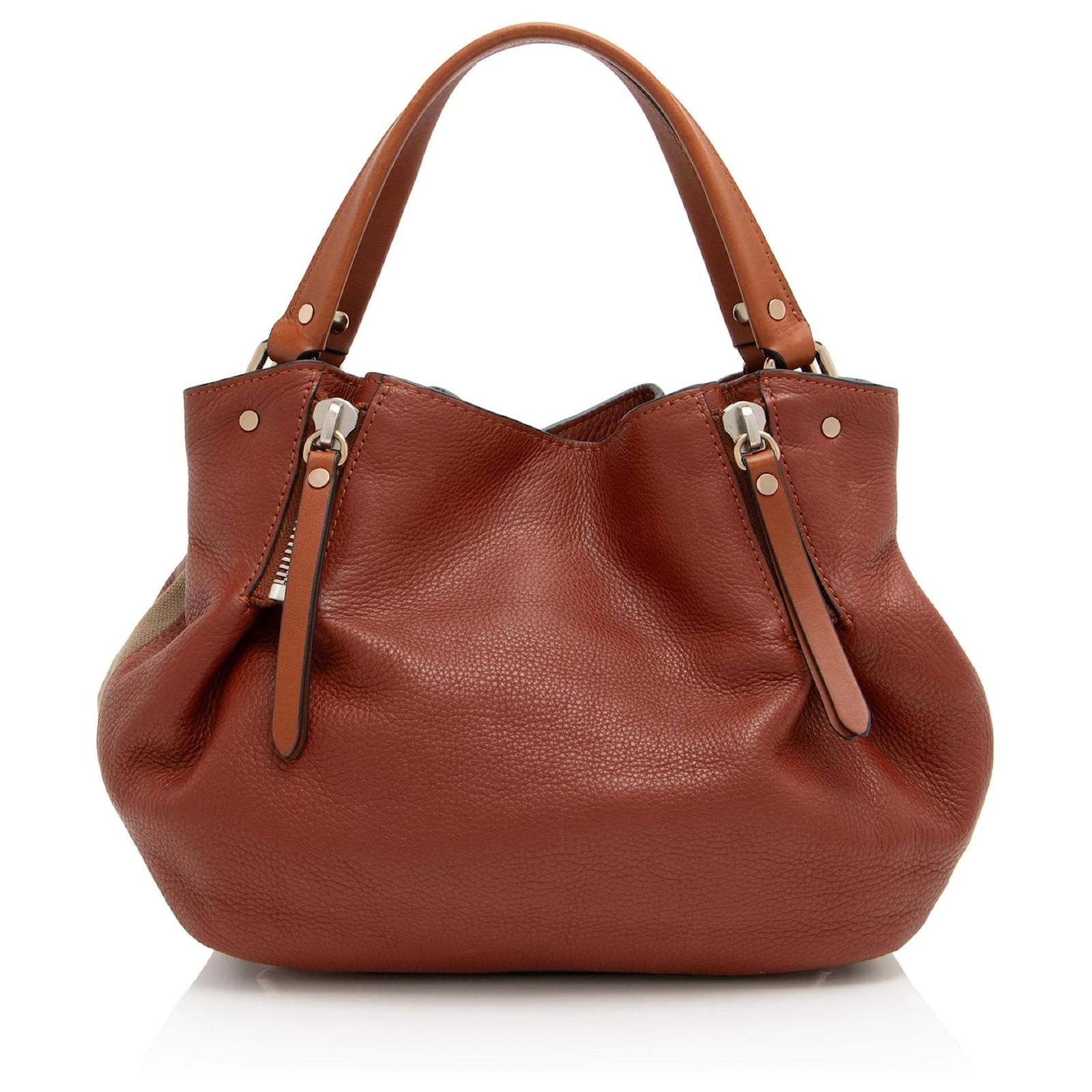 Burberry Calfskin House Check Maidstone Small Shoulder Bag Brown Beige Leather  ref.2316918