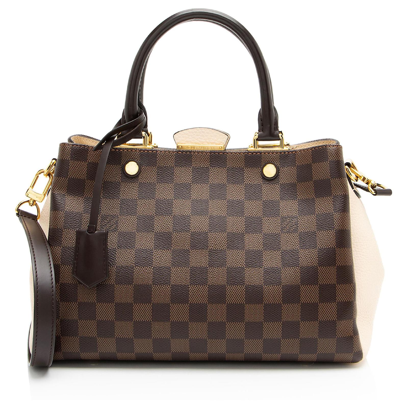 Louis Vuitton Damier Ebene Brittany Satchel Brown Beige Leather  ref.2316910
