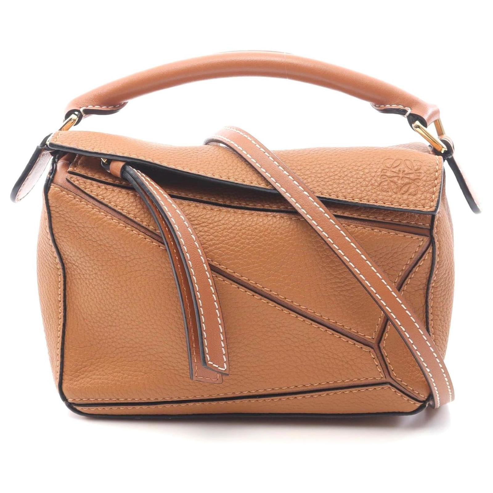 Loewe Mini Puzzle Leather Handbag Brown Pony-style calfskin  ref.2316867