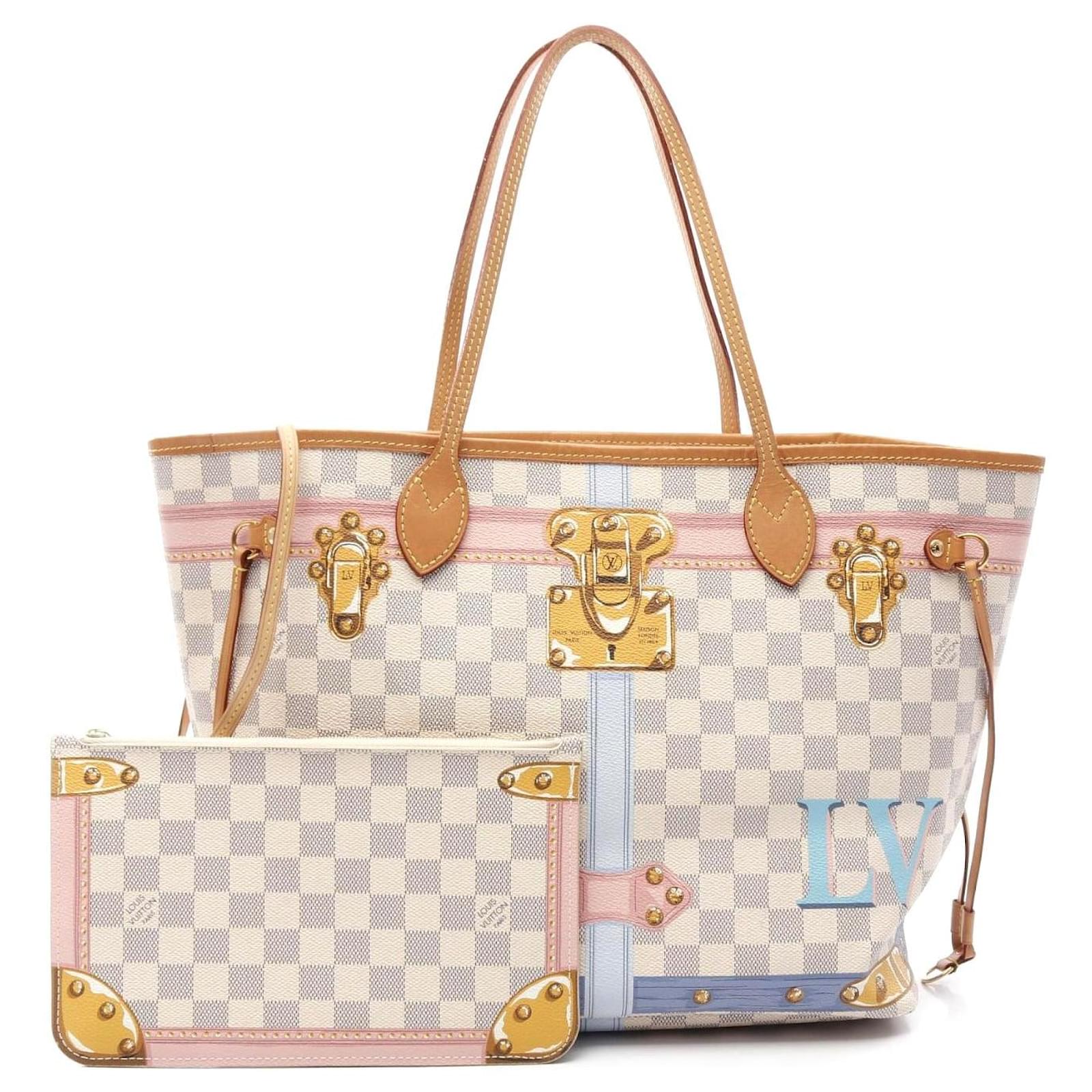 Louis Vuitton Neverfull MM Damier Azur Tote Bag White Cloth  ref.2316858