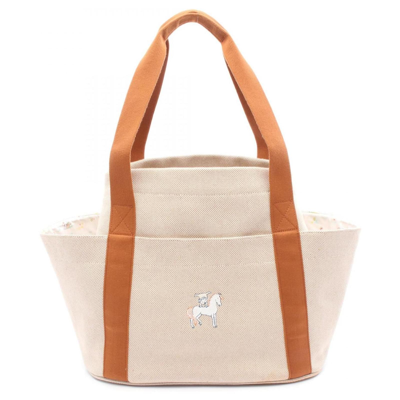 Hermès Hermes Cabriole Toile H Tote Bag Brown Beige Cloth  ref.2316783