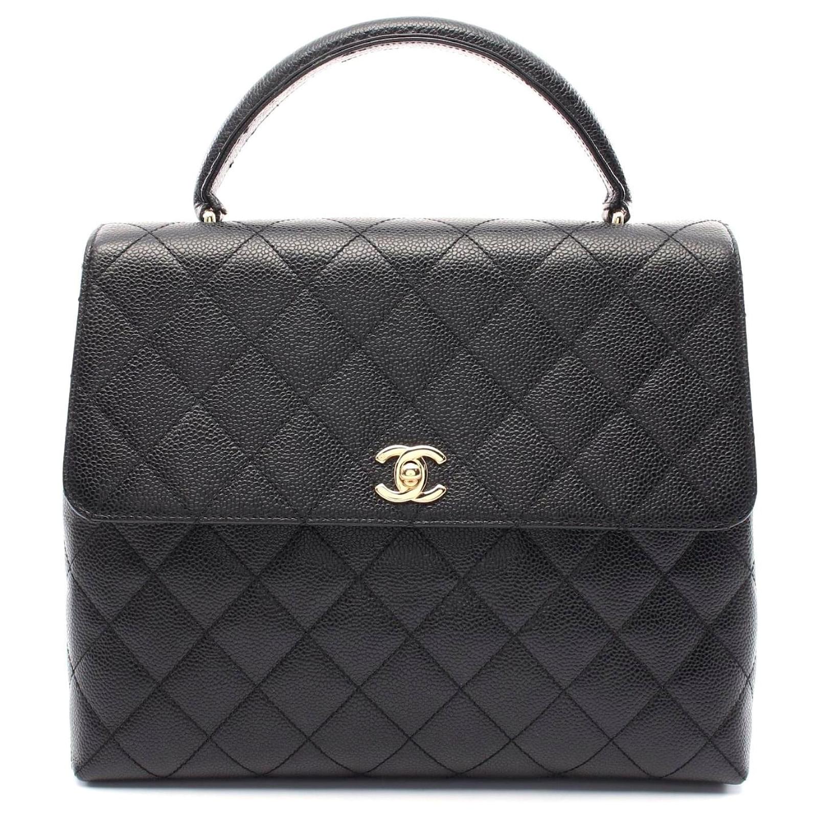 Chanel Matelasse Leather Top Handle Handbag Black Pony-style calfskin  ref.2316702