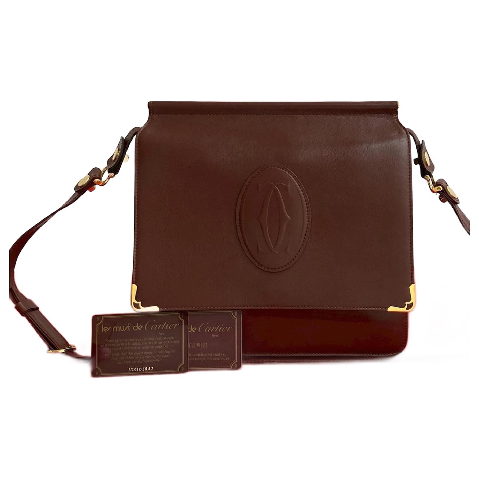 Cartier Must Line Leather Shoulder Bag Brown  ref.2316682