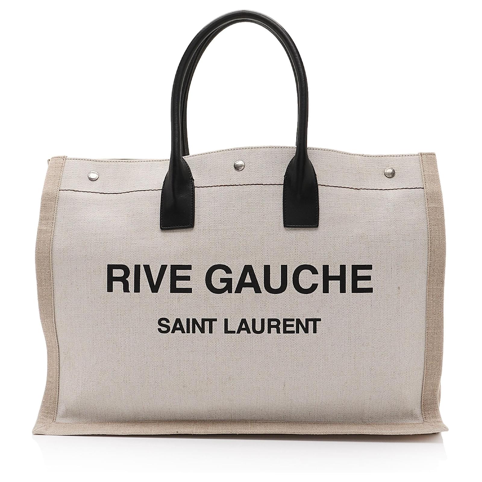 Saint Laurent Canvas Calfskin Rive Gauche Large Tote Brown Beige Leather Pony-style calfskin  ref.2316598