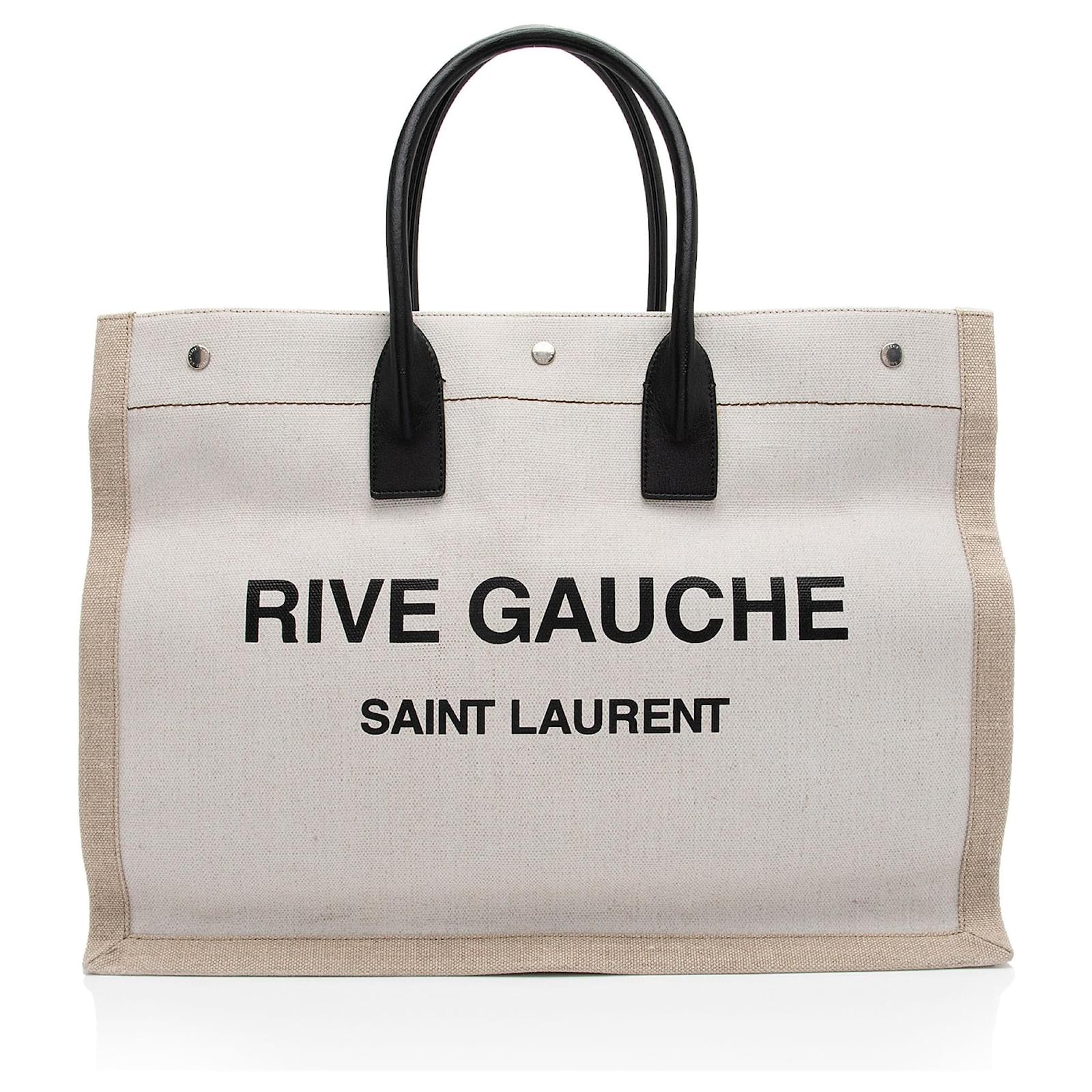 Saint Laurent Canvas Calfskin Rive Gauche Large Tote Brown Beige Leather Pony-style calfskin  ref.2316592