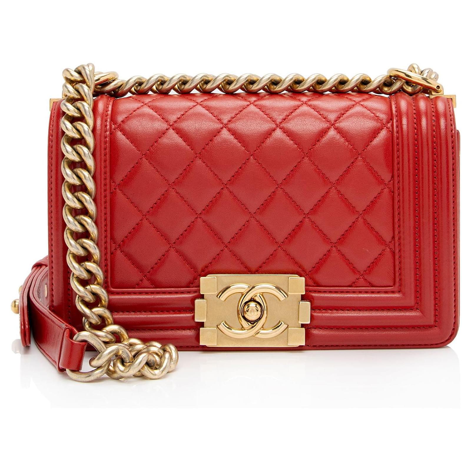 Chanel Calfskin Small Boy Bag Red Leather Pony-style calfskin  ref.2316577