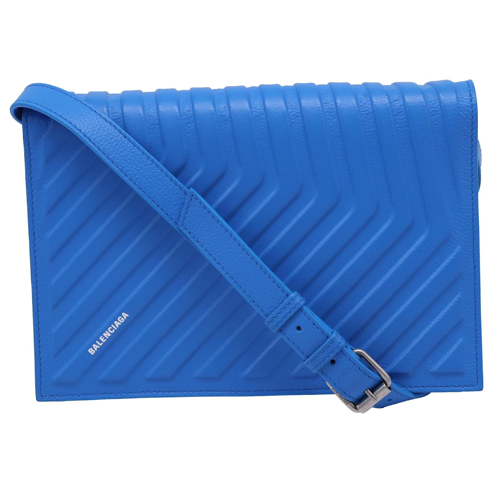 Everyday Balenciaga Car Flap Crossbody Bag In Blue Leather Light blue  ref.2316560