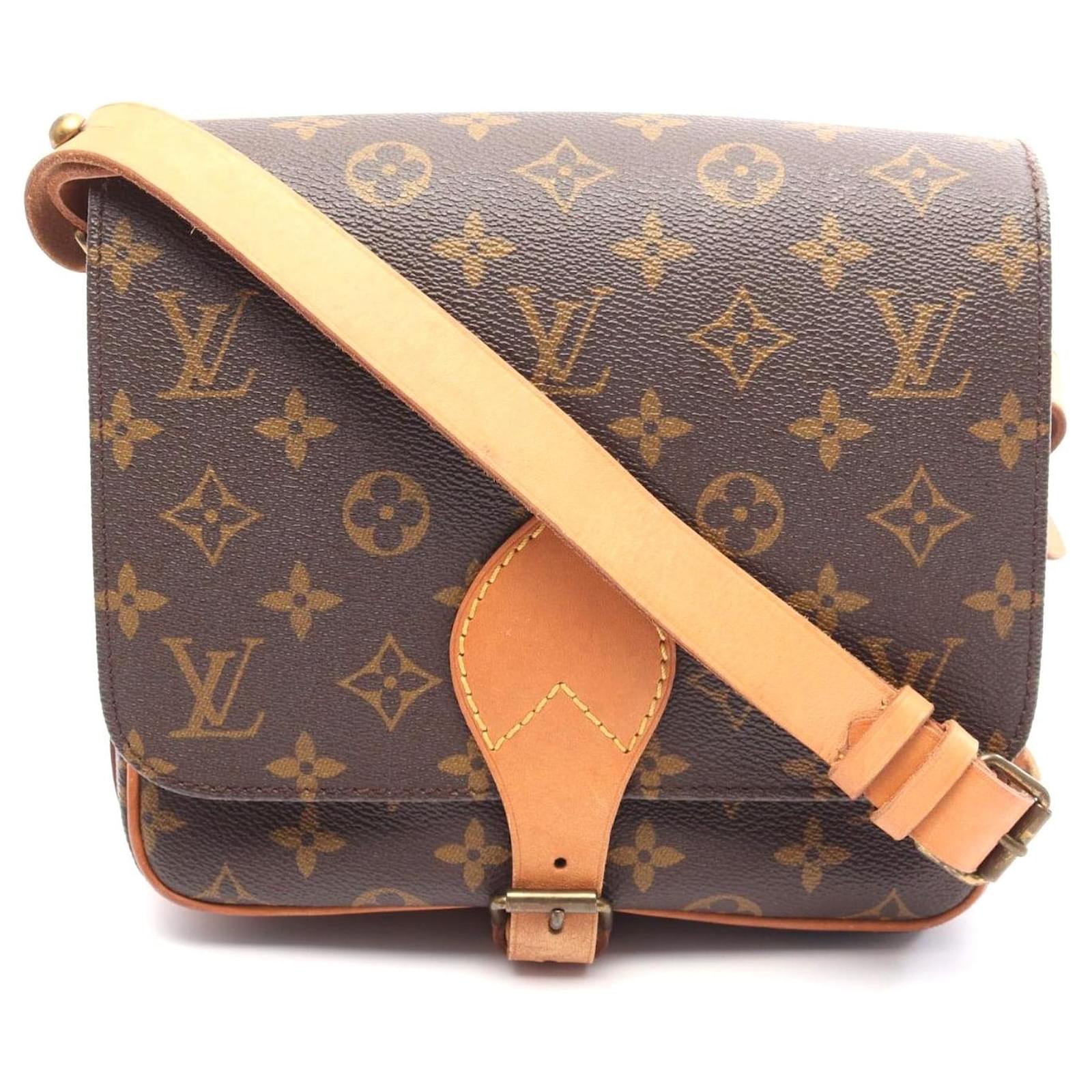 Louis Vuitton Monogram Cartouchiere MM Shoulder Bag Brown Cloth  ref.2316543