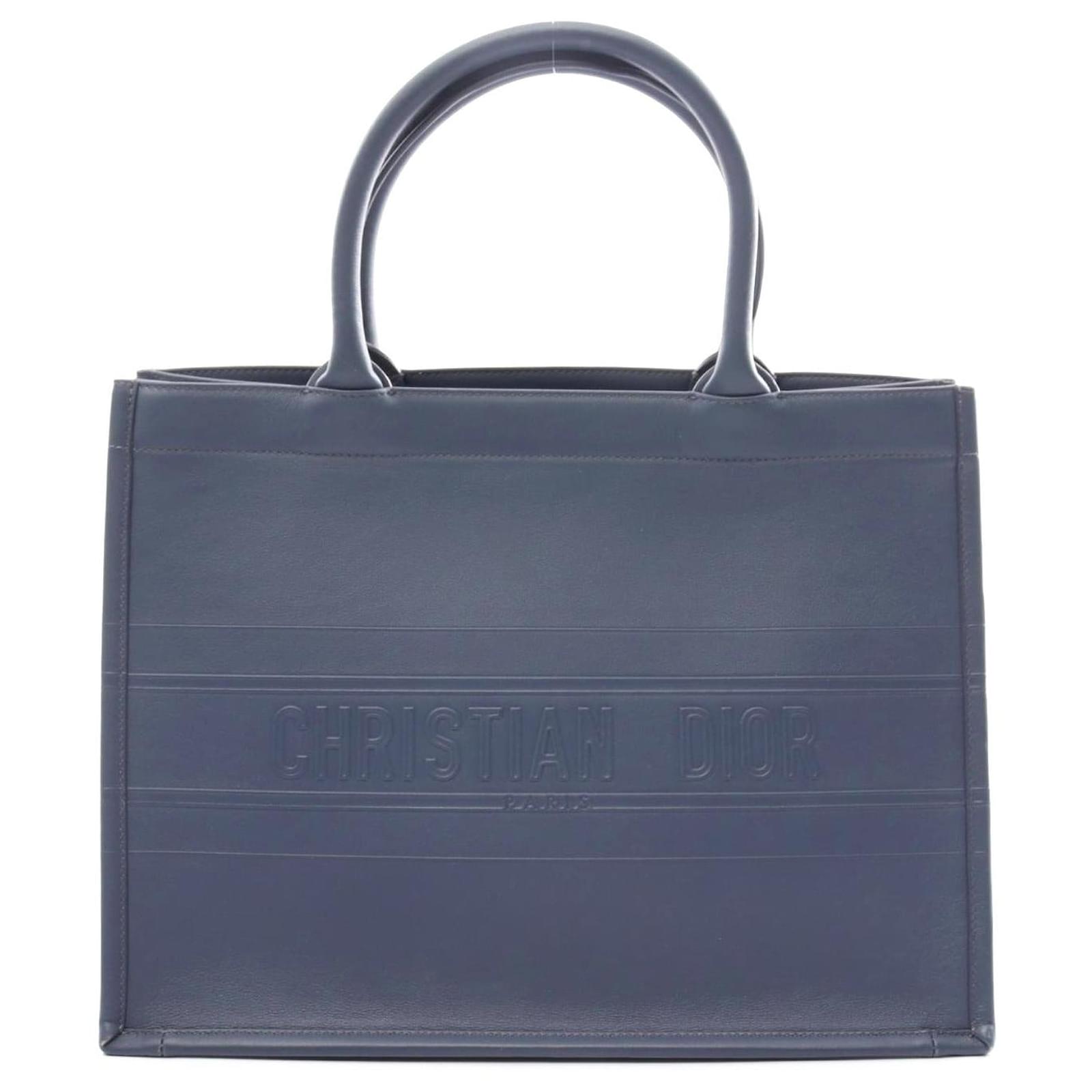 Dior Leather Book Tote Medium Bag Blue Pony-style calfskin  ref.2316538