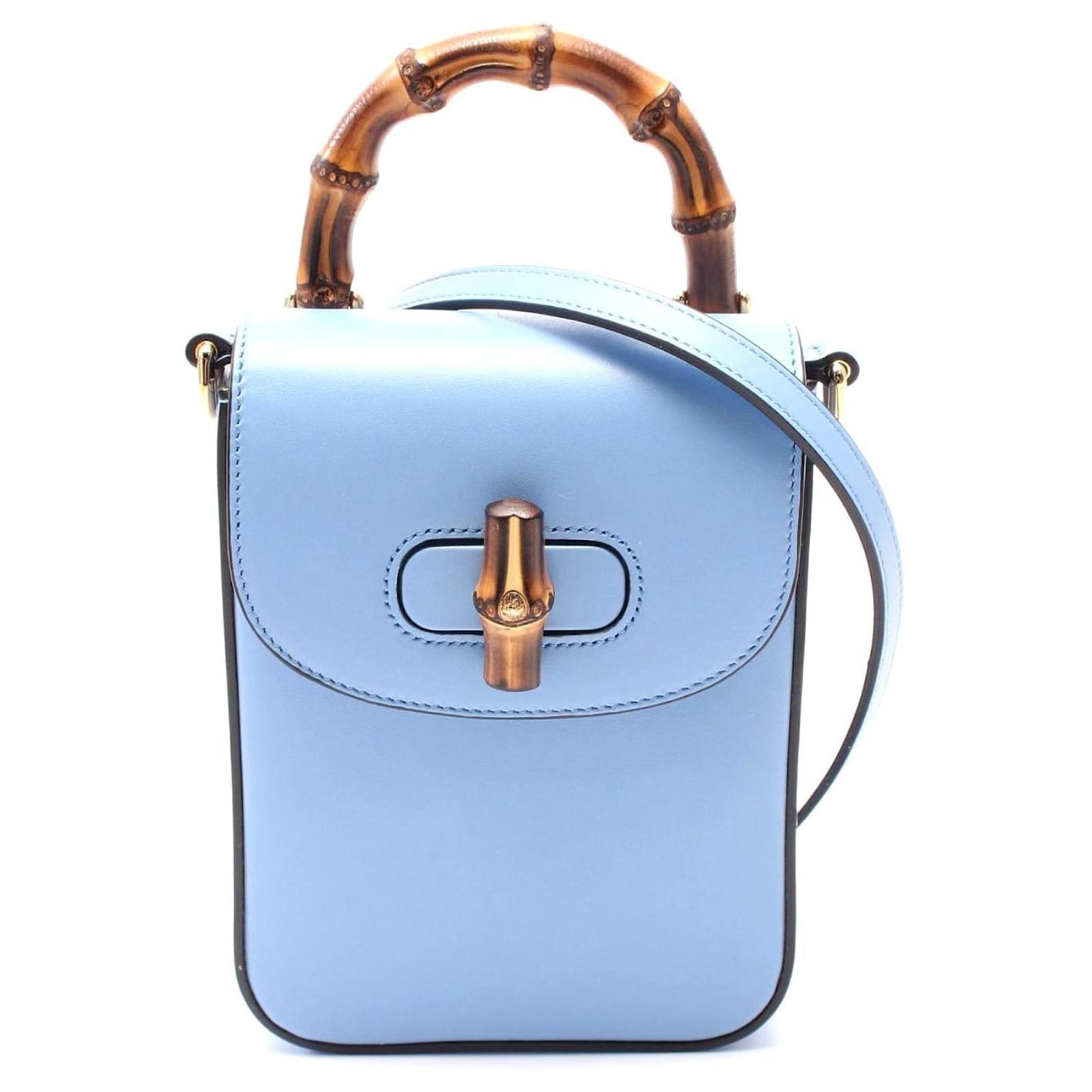 Gucci Bamboo Leather Handbag Blue Pony-style calfskin  ref.2316531
