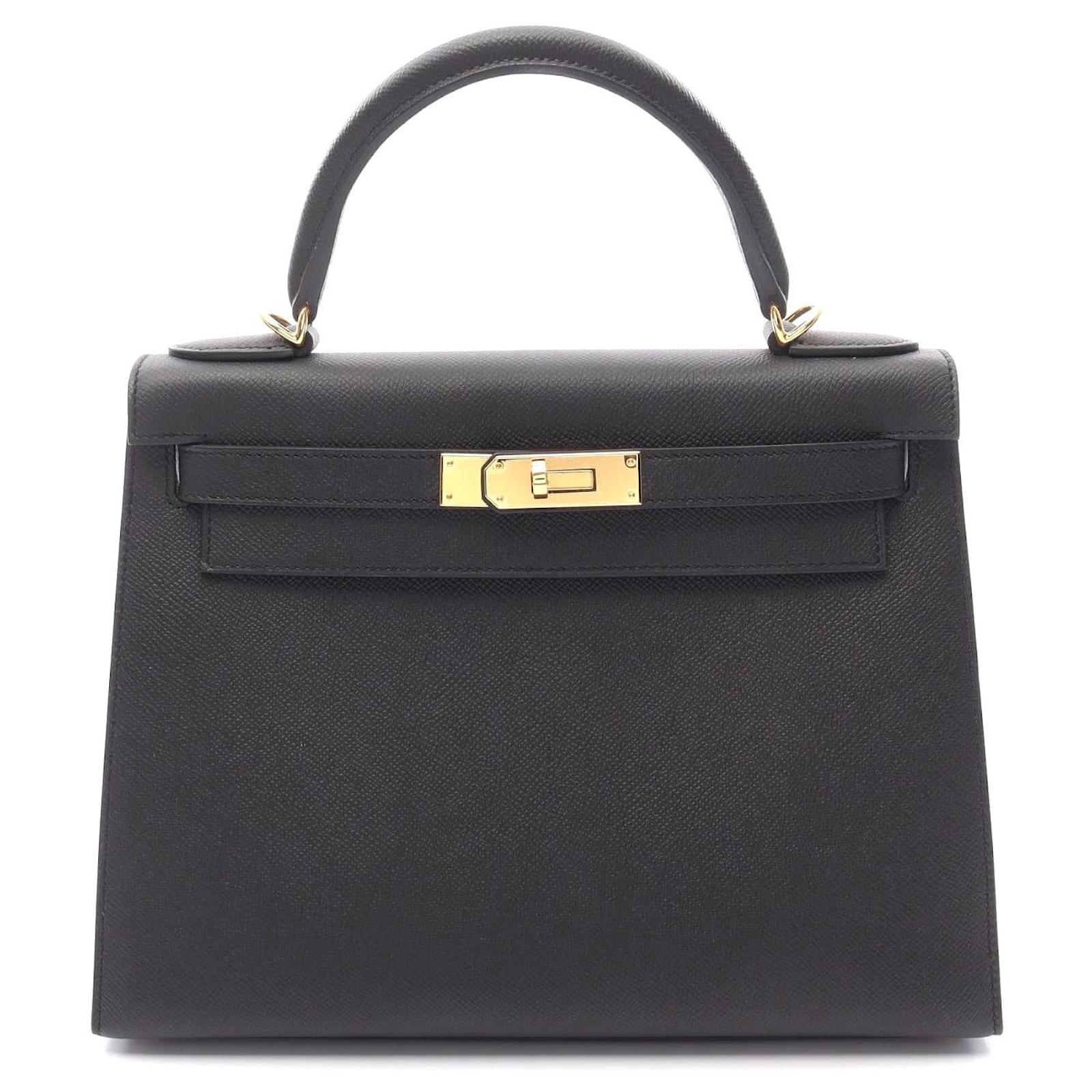 Hermès Hermes Kelly 28 Handbag Black Leather Pony-style calfskin  ref.2316497