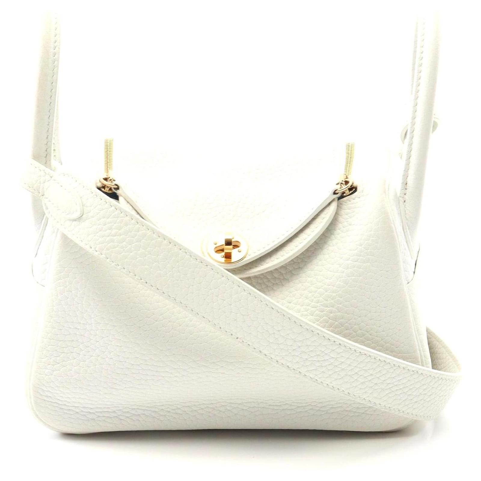 Hermès Hermes Lindy Mini Shoulder Bag White Leather Pony-style calfskin  ref.2316493