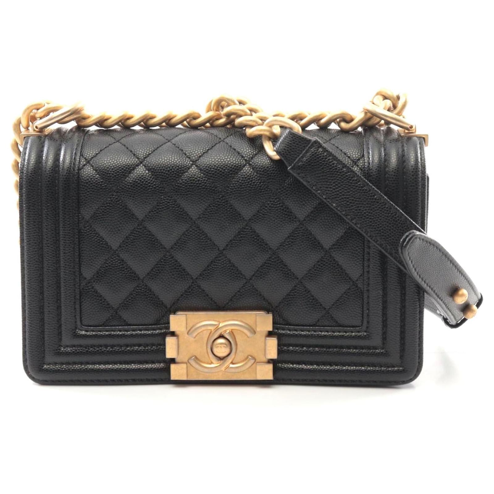 Chanel Boy Small Shoulder Bag Black Leather Pony-style calfskin  ref.2316479