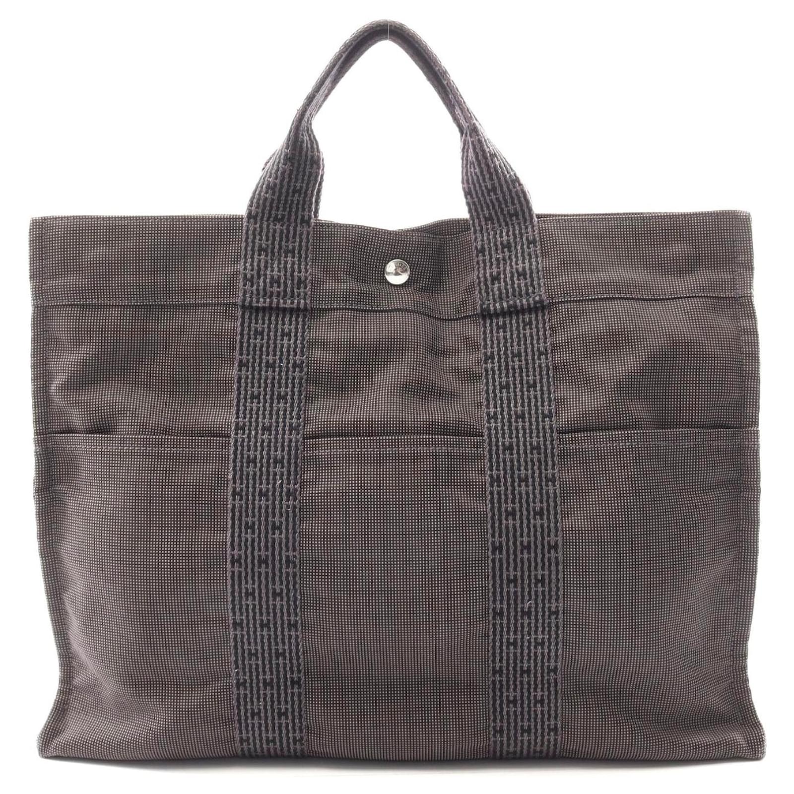 Hermès Hermes Herline MM Canvas Tote Bag Grey Nylon  ref.2316452