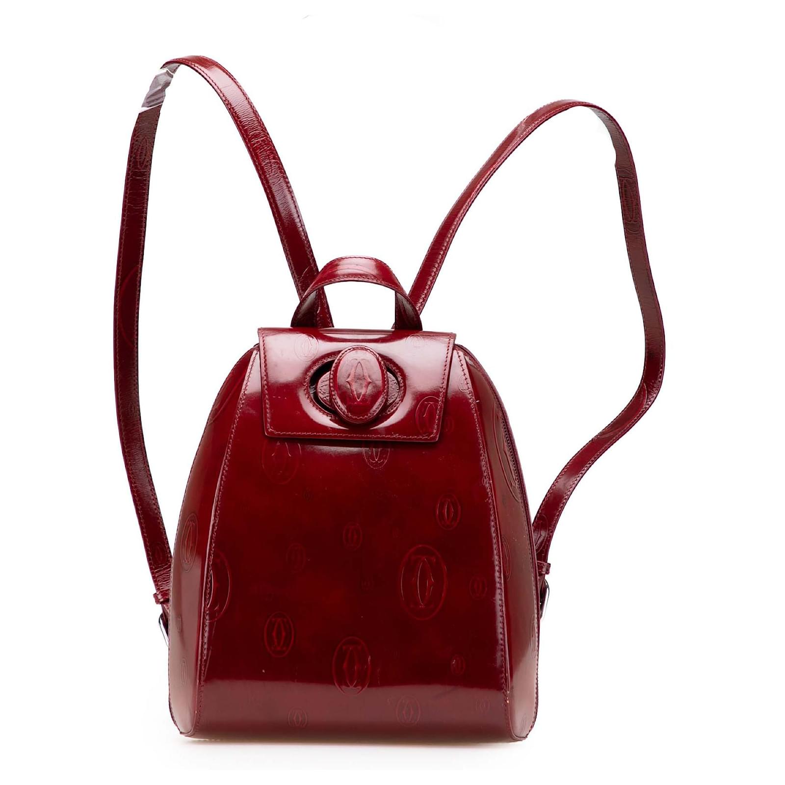 Cartier Red Patent Happy Birthday Backpack Dark red Leather Patent leather  ref.2316330