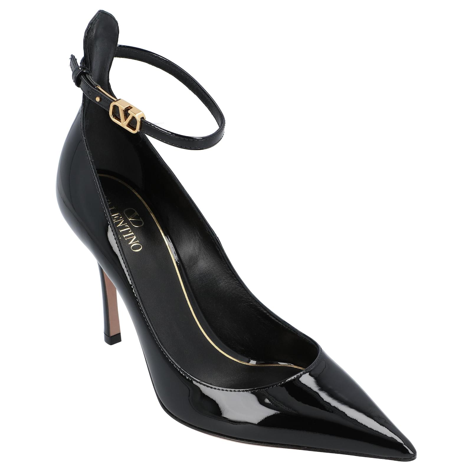 Valentino Garavani Valentino Tan-Go Patent Leather Pump 100Mm Black  ref.2204709