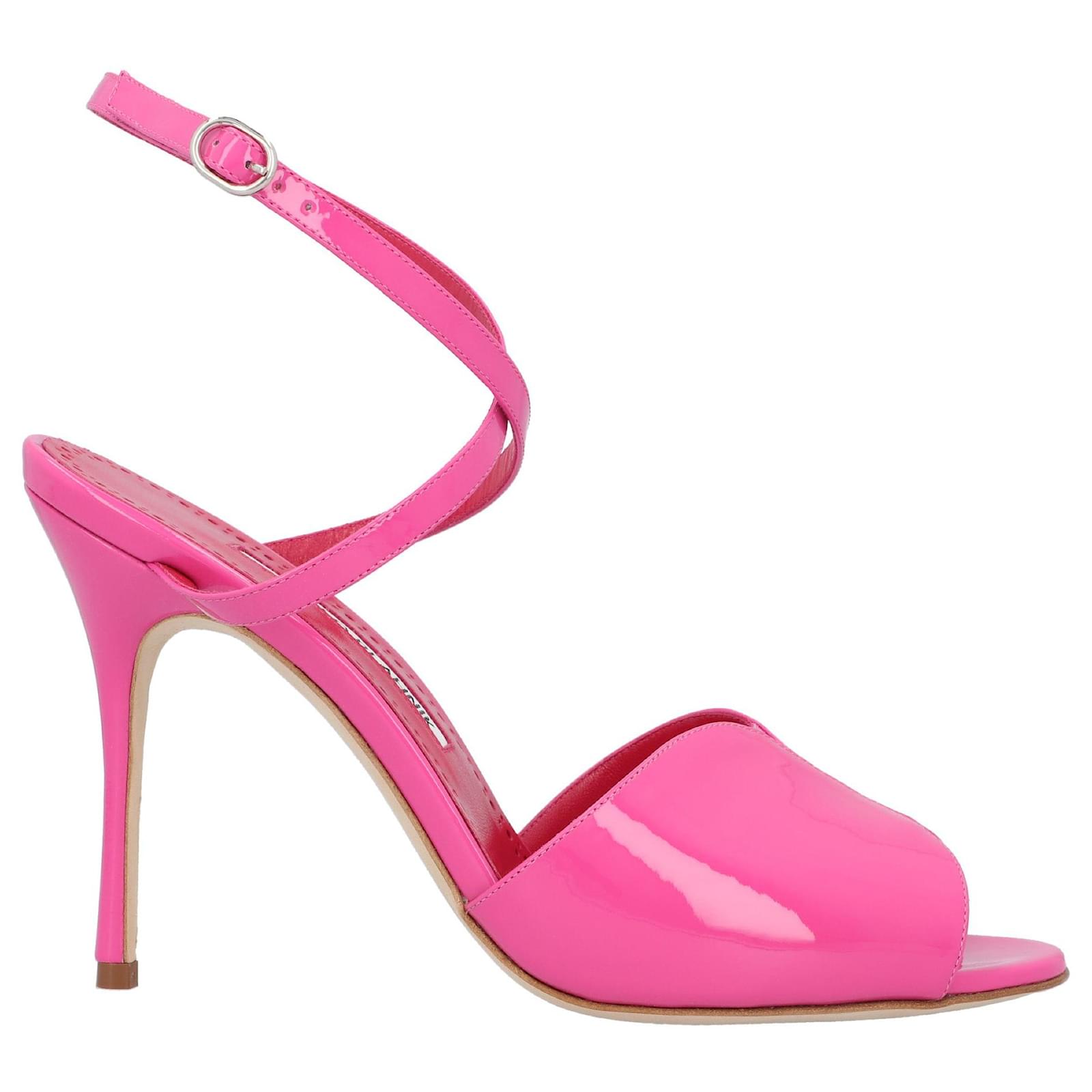 Manolo Blahnik Hourani 105 Sandal Pink Leather  ref.1594801