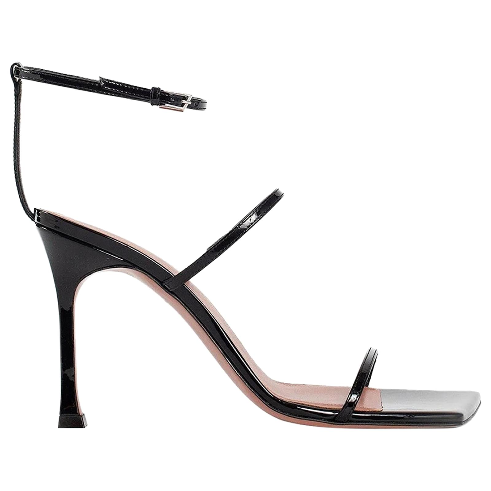 Amina Muaddi Maya Sandals Black Leather Pony-style calfskin  ref.2313849