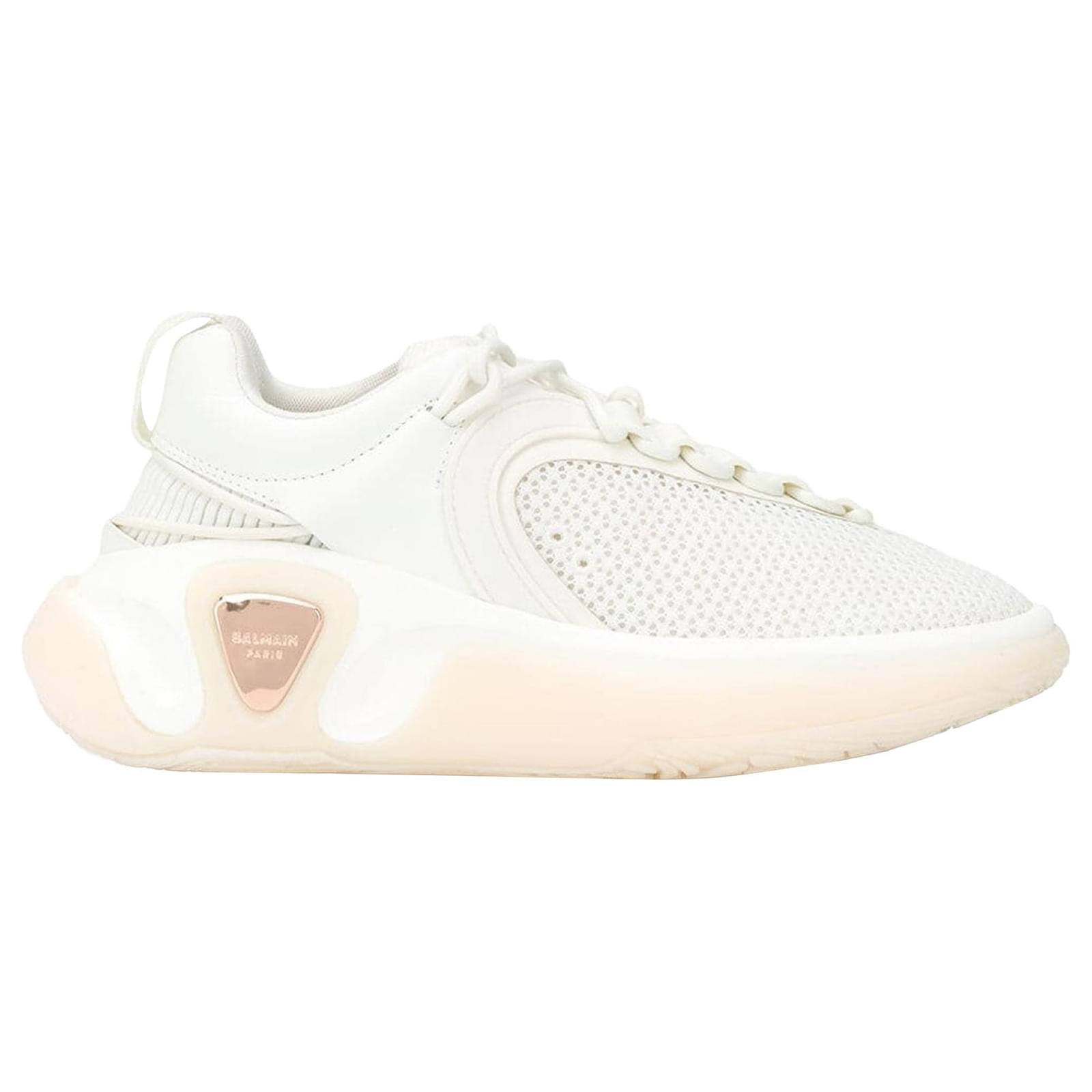 Balmain B-Runner Sneakers White Leather Pony-style calfskin  ref.2314472