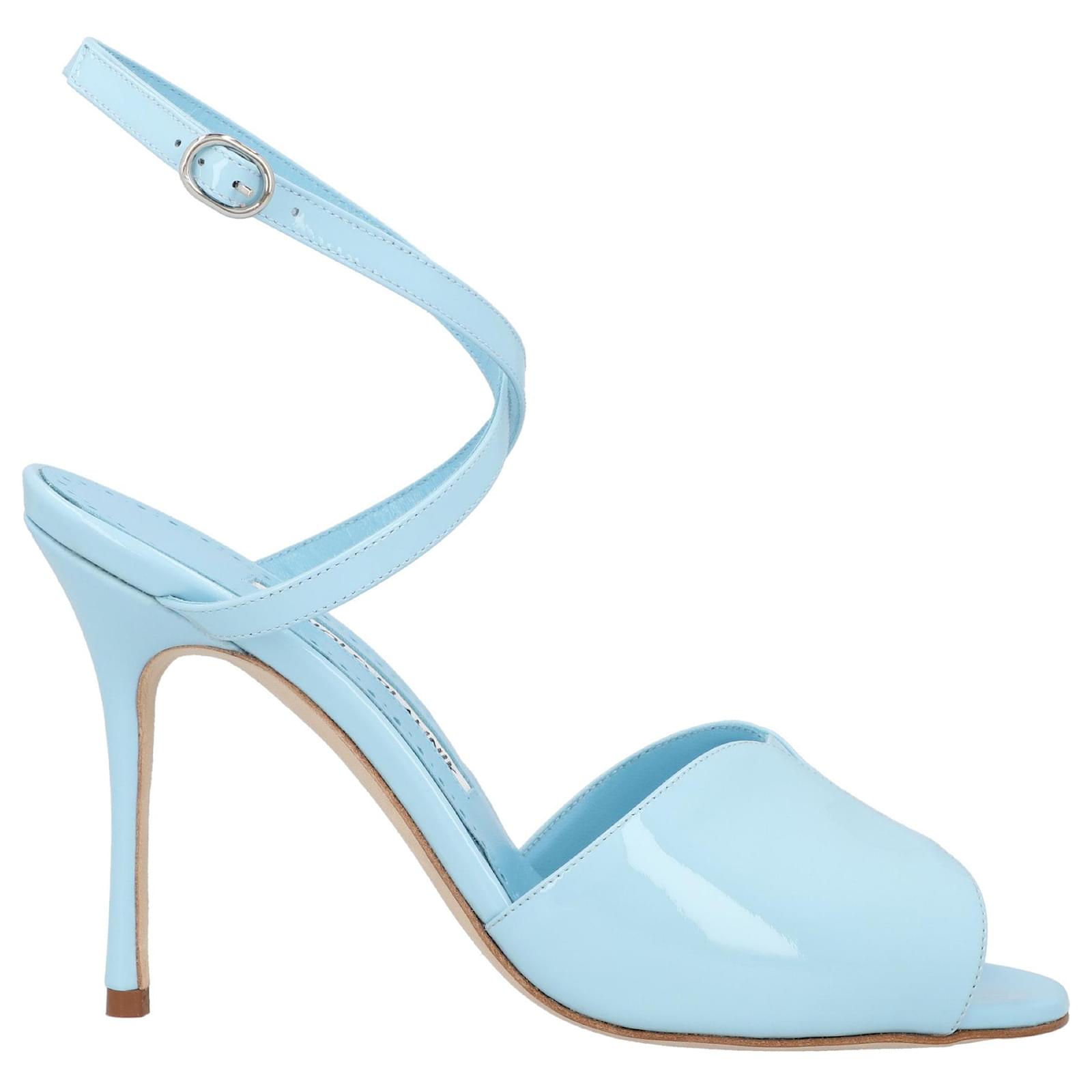 Manolo Blahnik Hourani 105 Sandal Blue Leather  ref.1594800