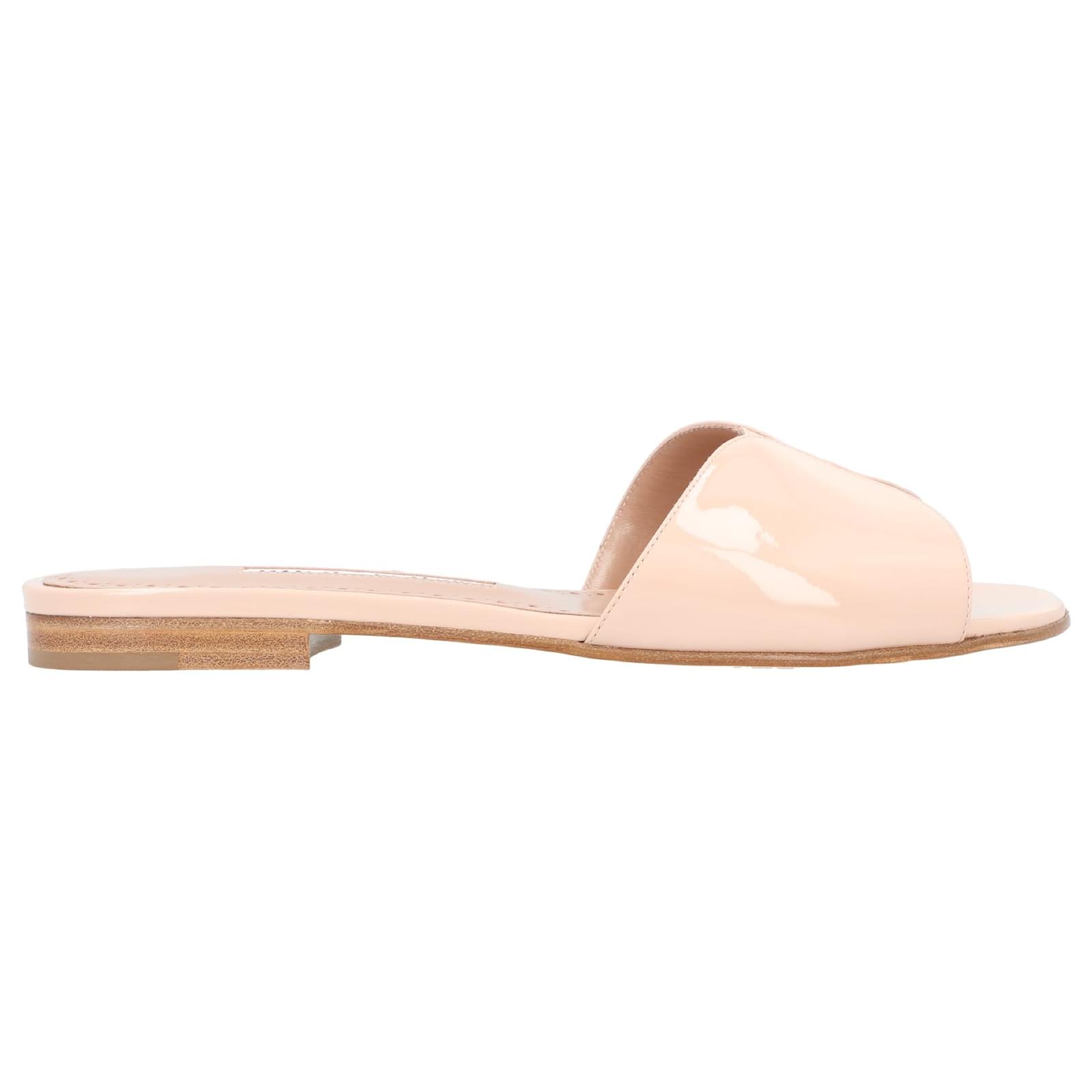 Manolo Blahnik Houramu Flat Beige Brown Leather  ref.1594971
