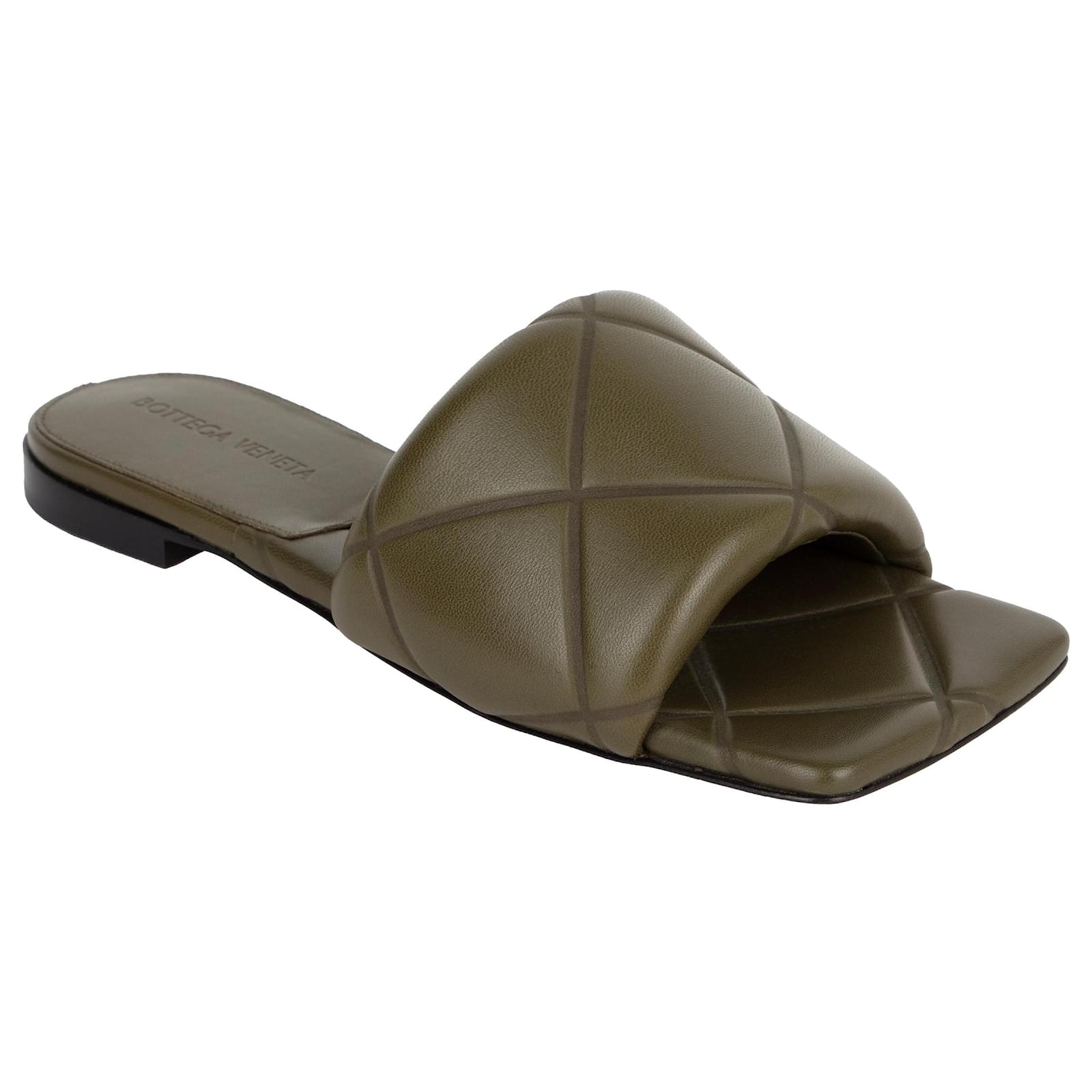 Bottega Veneta Rubber Lido Slide Green Leather Lambskin  ref.1847901