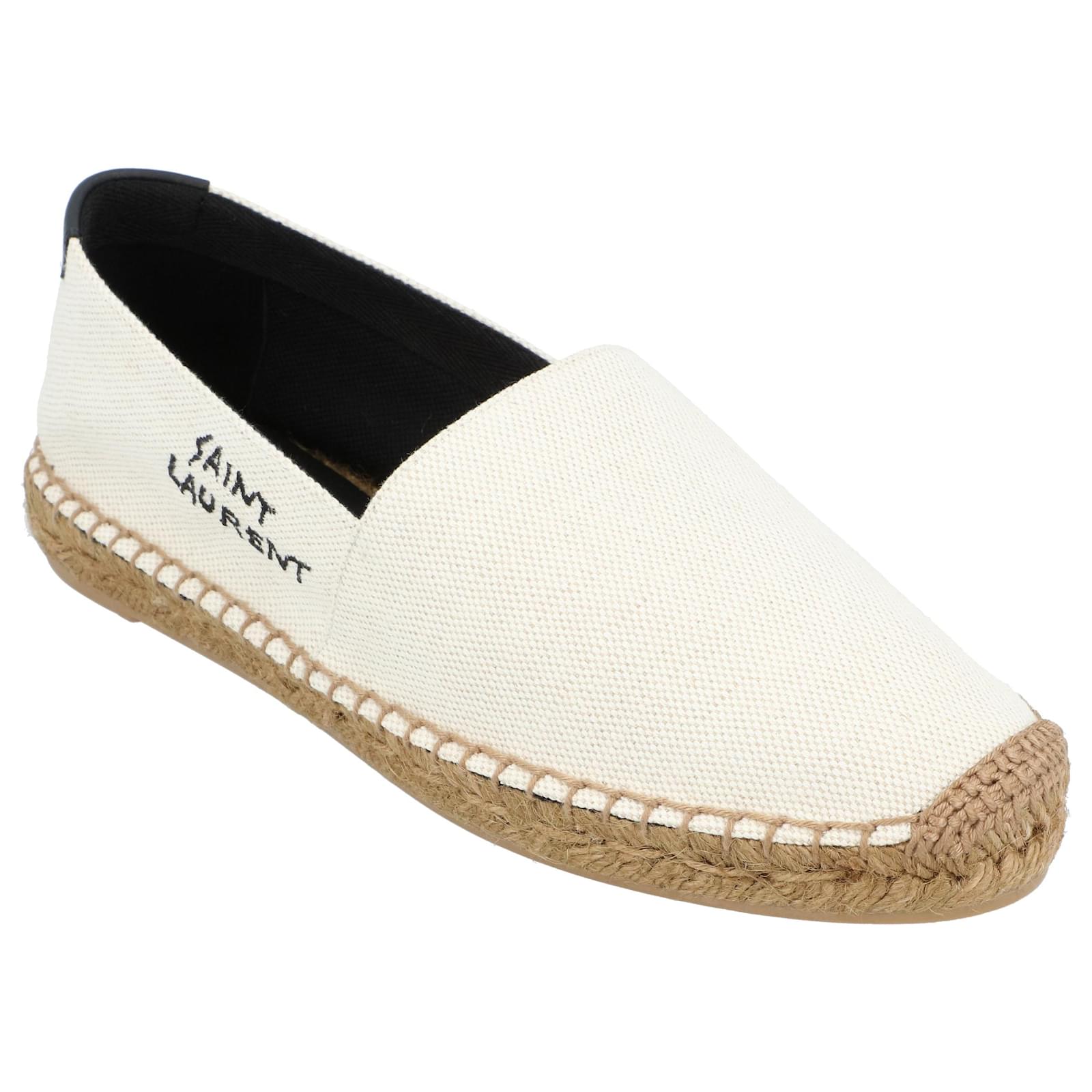 Saint Laurent Embroidered Espadrilles In Canvas Beige Brown Cotton  ref.2276139