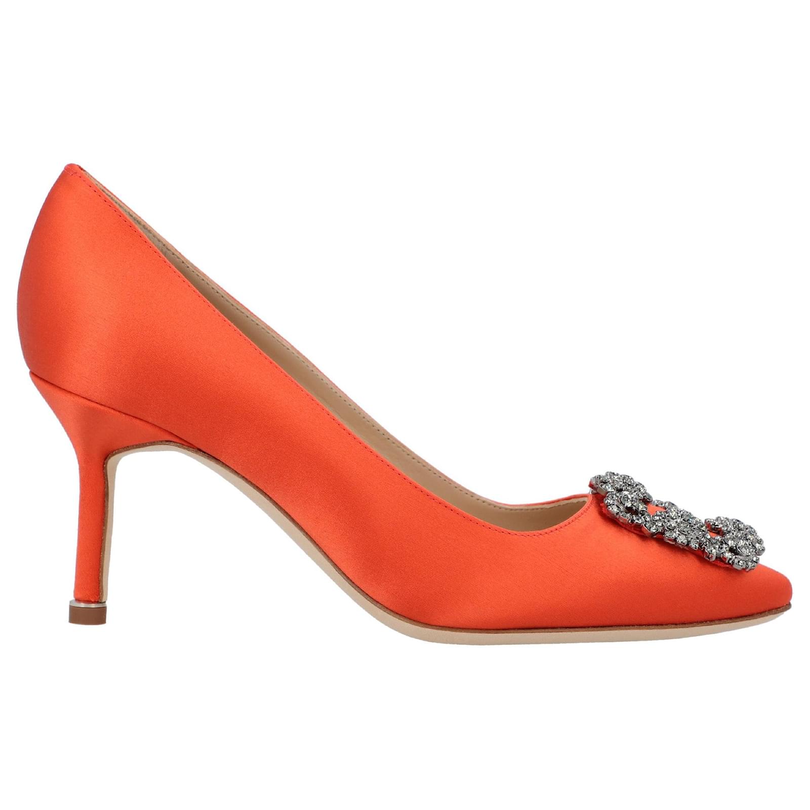 Manolo Blahnik Hangisi 070 Pump Orange Viscose Cellulose fibre  ref.1817347