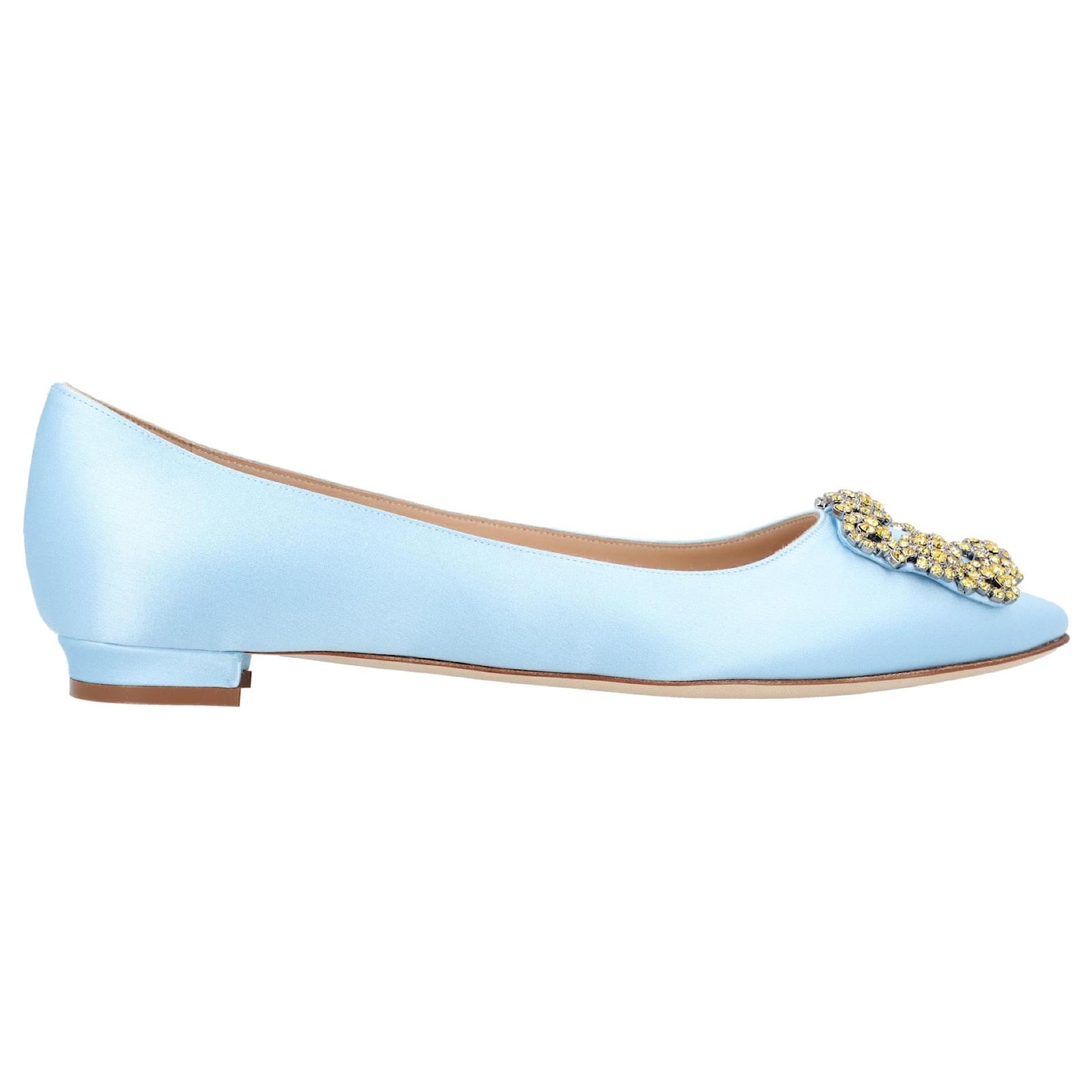 Manolo Blahnik Hangisi Flat Blue Viscose Cellulose fibre  ref.1877953