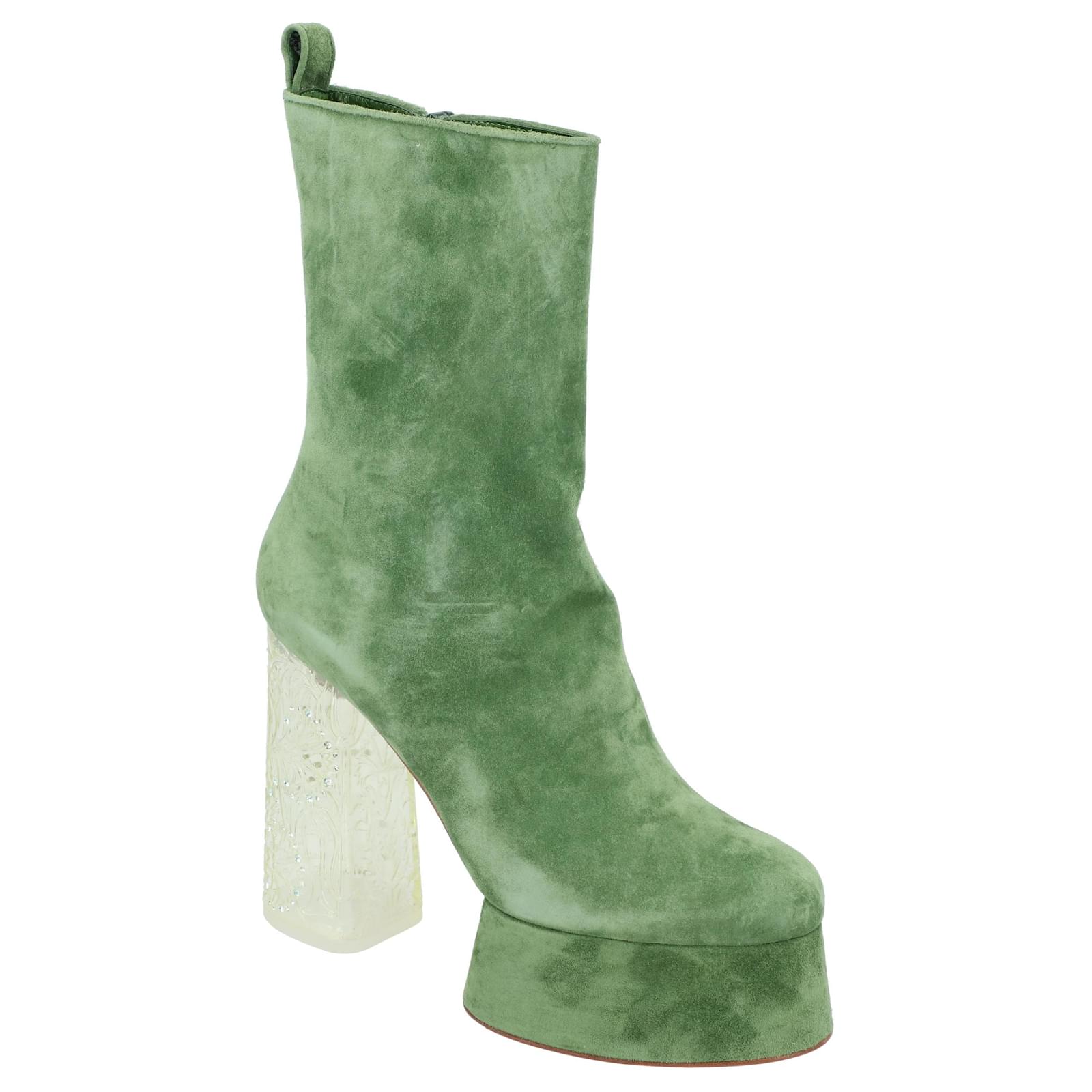 Christian Louboutin Izamayaz GREEN Boot Suede  ref.2170790