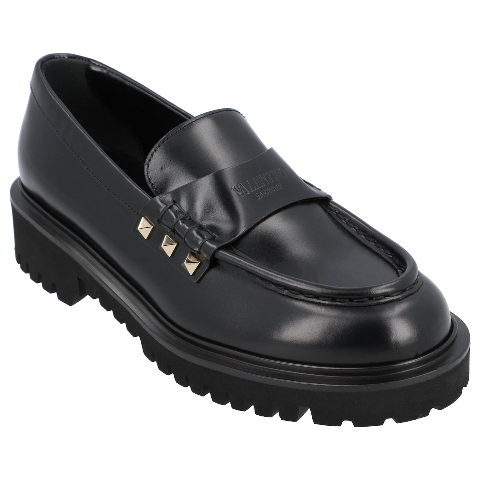 Valentino Garavani Loafer Black Leather Pony-style calfskin  ref.2204786