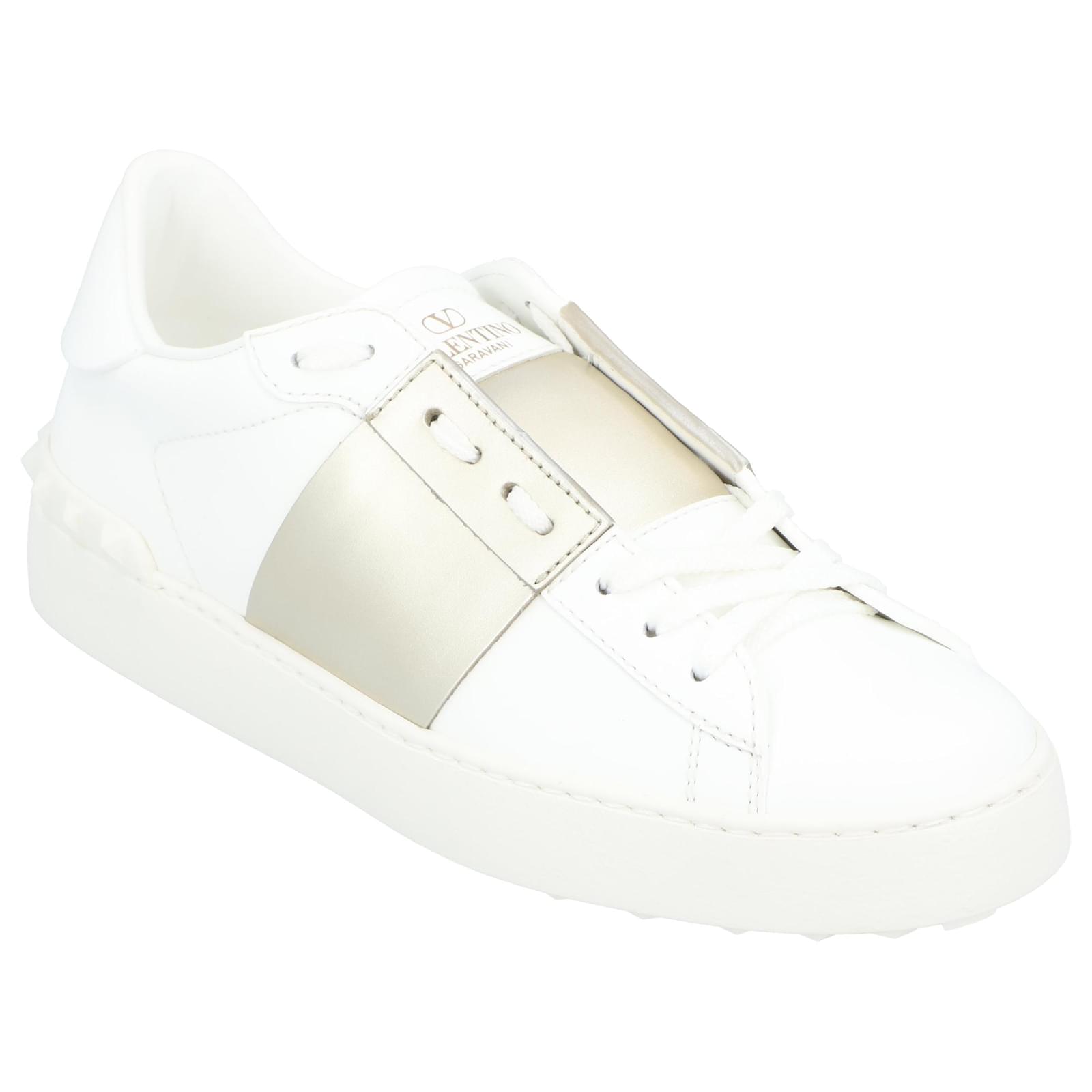 Valentino Garavani Open Sneakers White Leather Pony-style calfskin  ref.2264709
