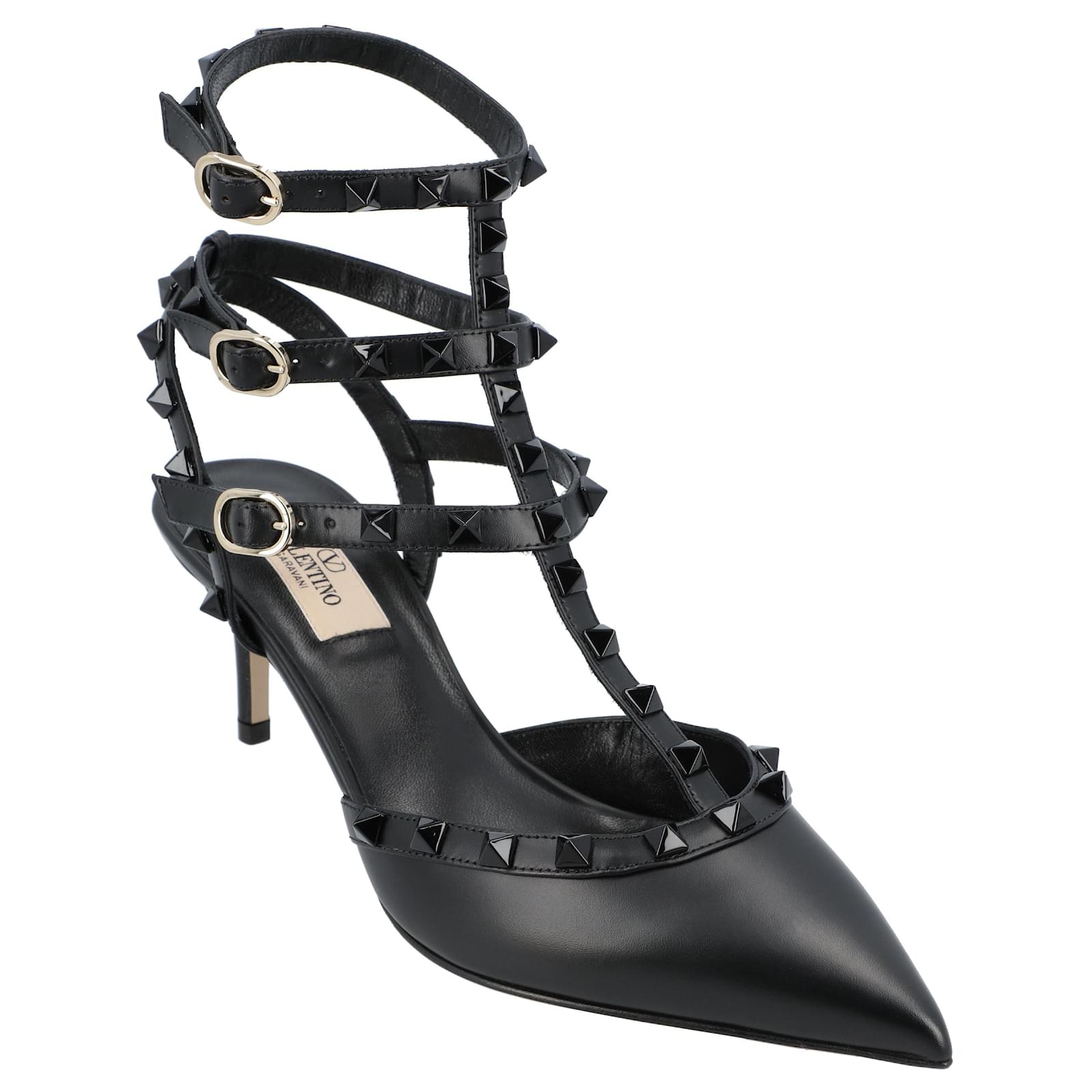 Valentino Garavani Valentino Rockstud' Pumps Black Leather Pony-style calfskin  ref.2208711