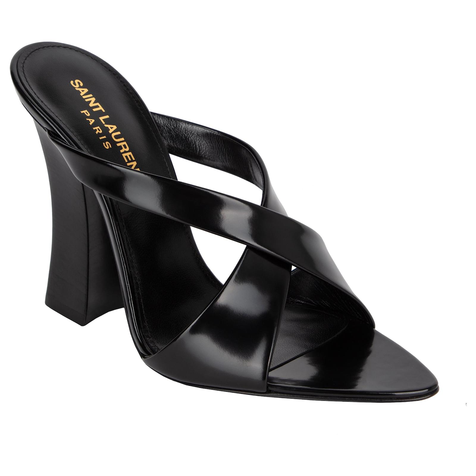 Saint Laurent Eva Mules Black Leather Pony-style calfskin  ref.1847868