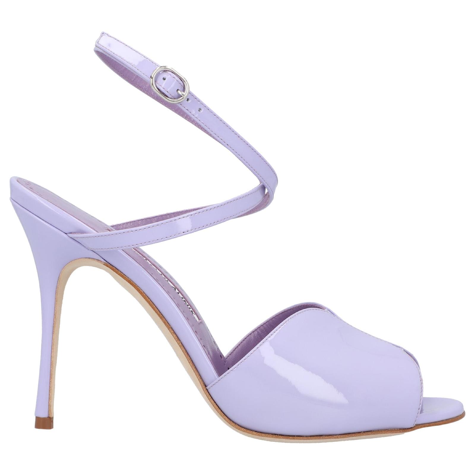 Manolo Blahnik Hourani 105 Sandal Purple Leather  ref.1598064