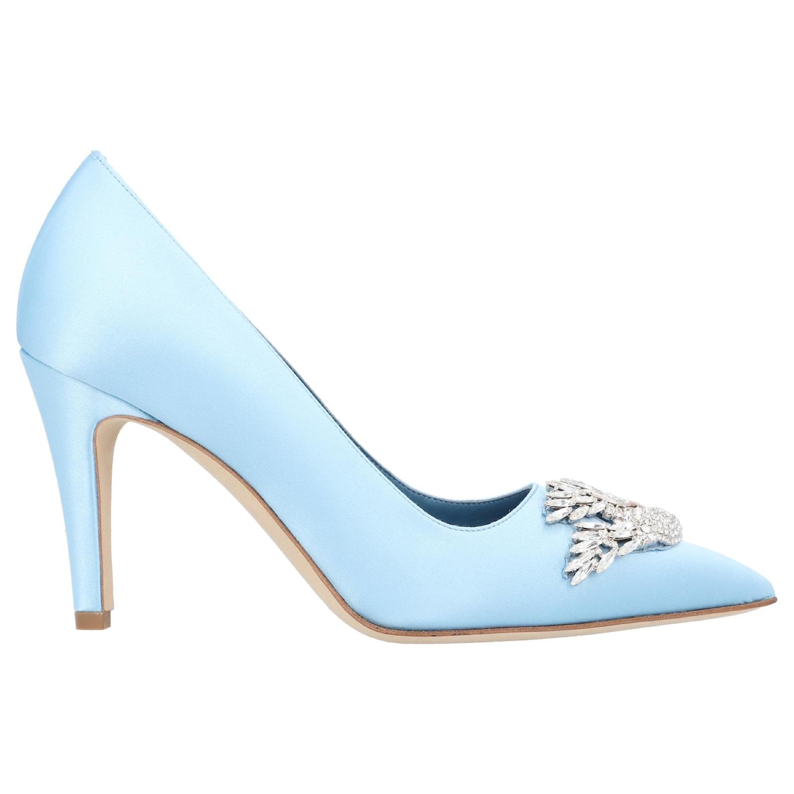 Manolo Blahnik Palos 090 Pump Blue Leather  ref.1954166